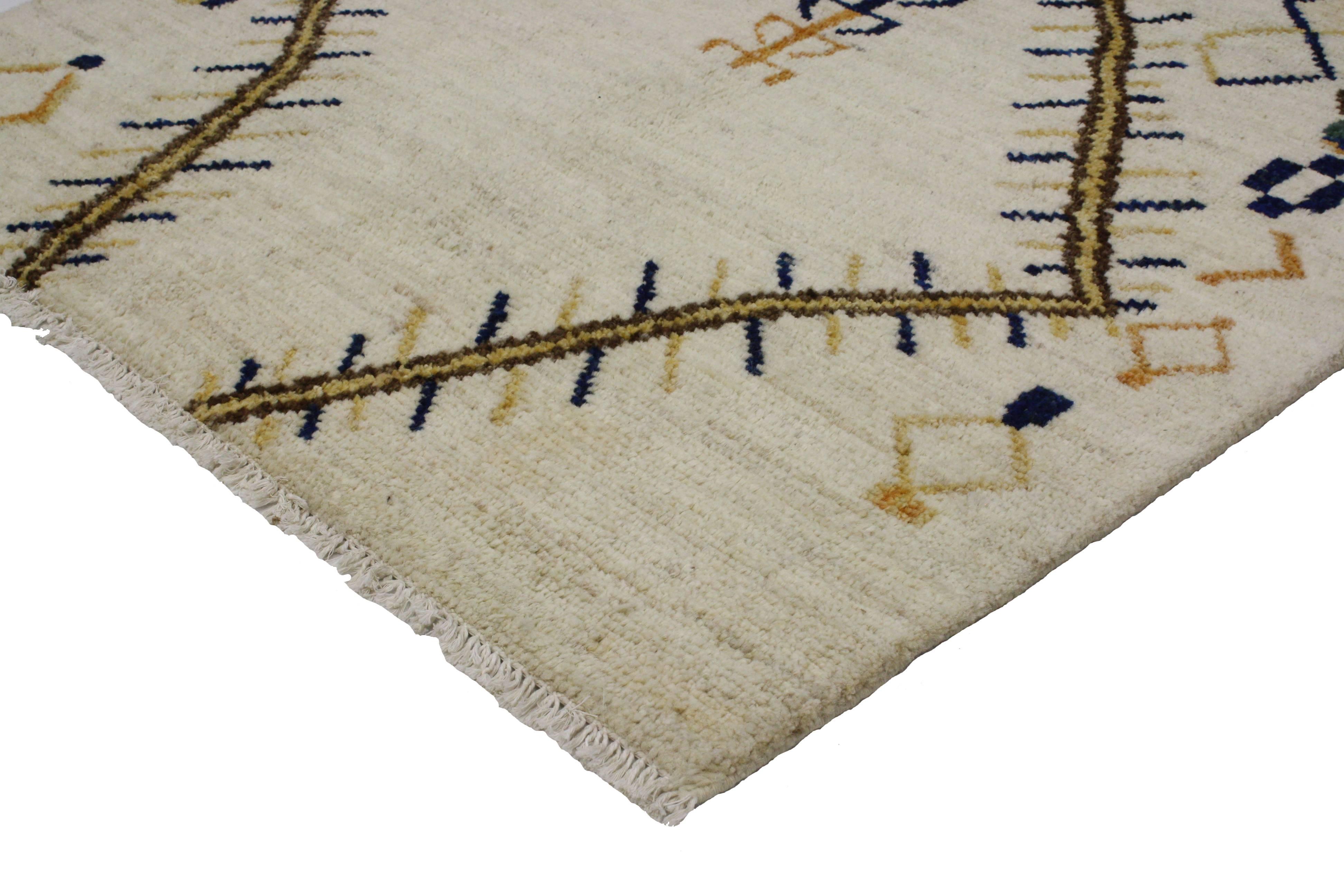 Wool Contemporary Moroccan Style Rug with Modern Tribal Style