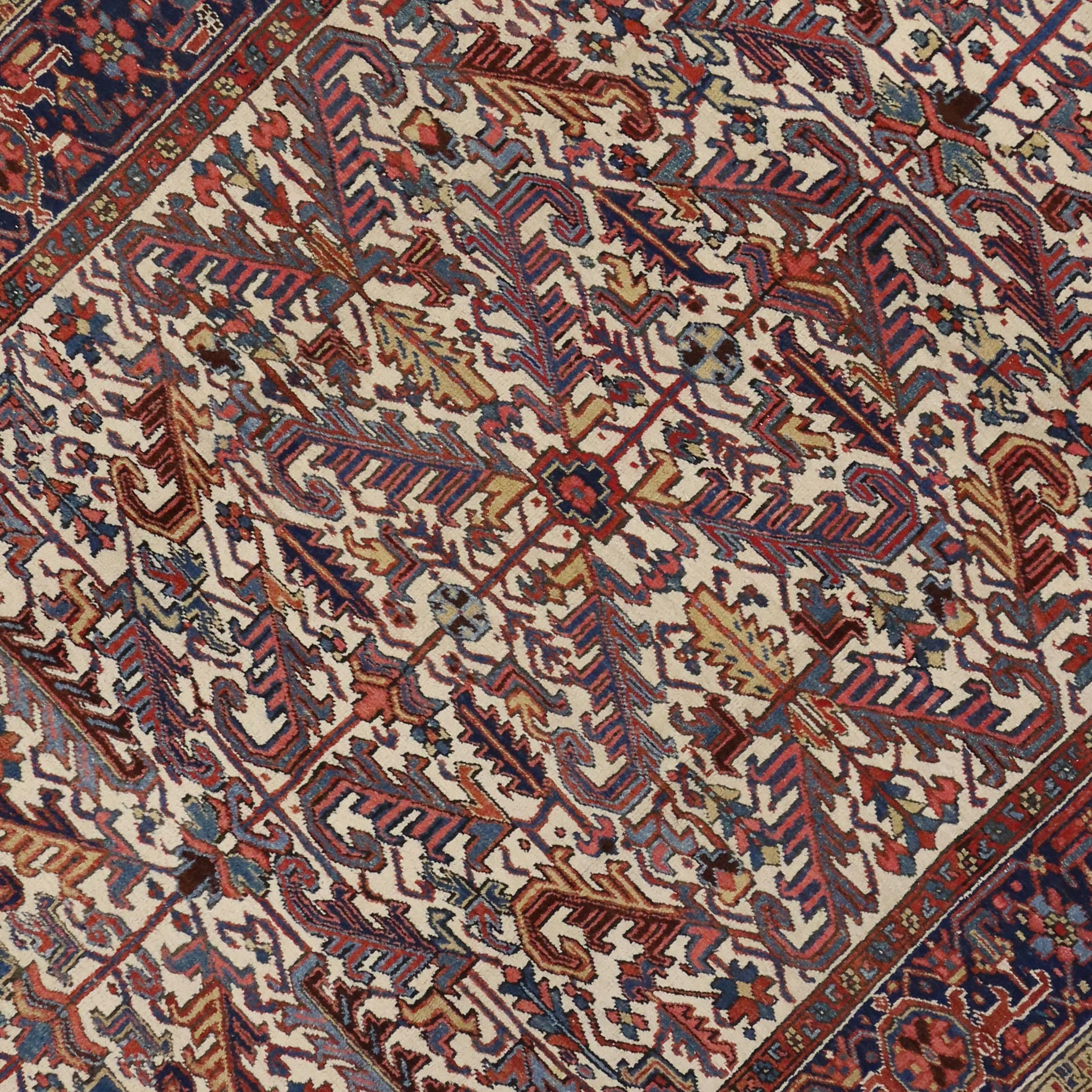 Hand-Knotted Antique Persian Heriz Rug with Modern Tribal Style For Sale