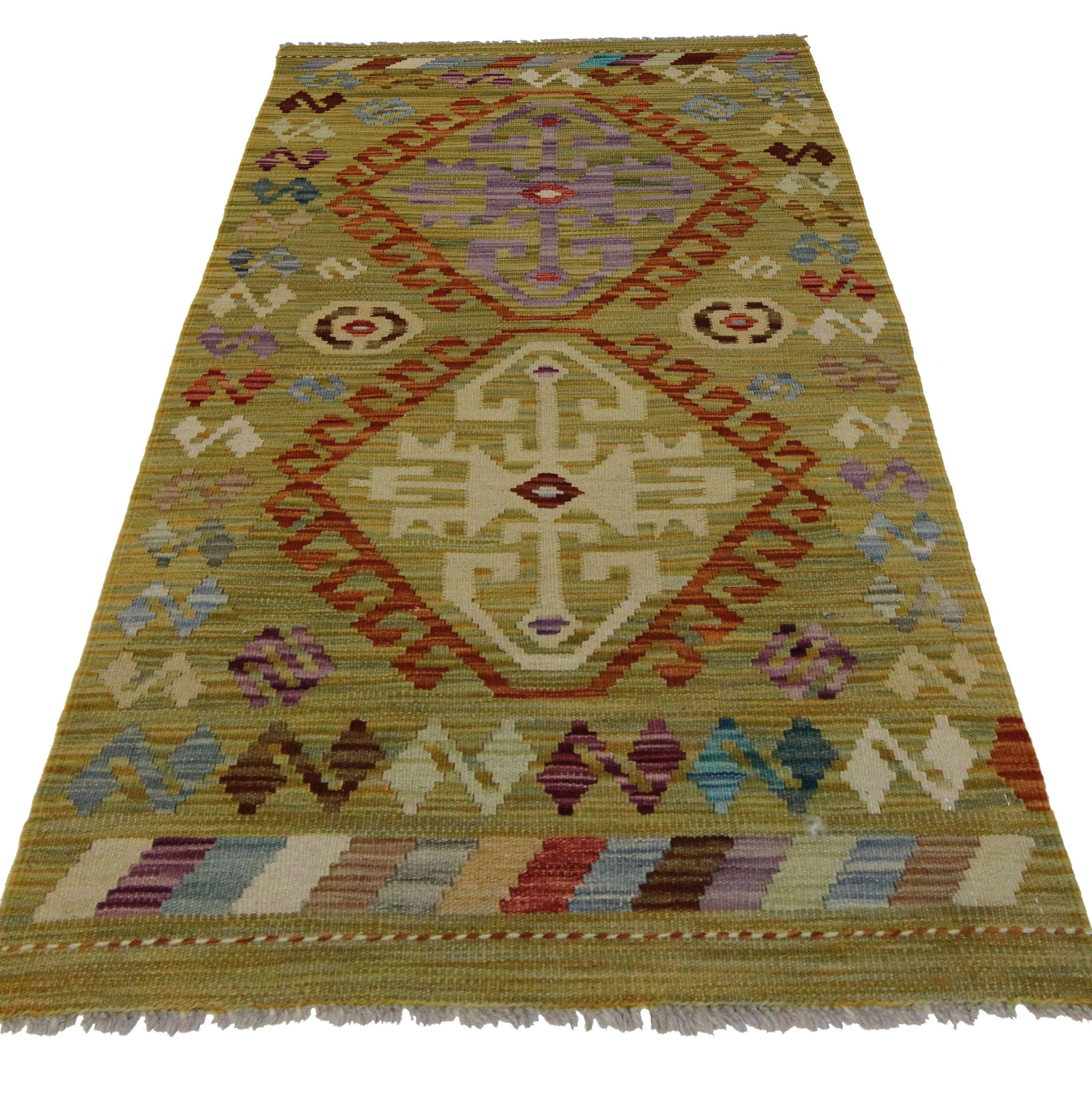 Modern Afghani Tribal Kilim Rug with Boho Chic Style, Flatweave Kilim Rug In Excellent Condition In Dallas, TX