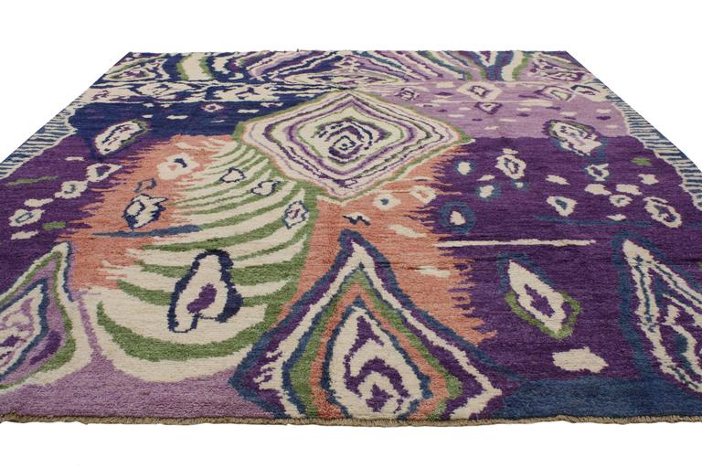 Pakistani New Contemporary Moroccan Style Rug Inspired by Georgia O'Keeffe & Judy Chicago For Sale
