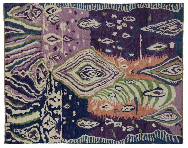 Hand-Knotted New Contemporary Moroccan Style Rug Inspired by Georgia O'Keeffe & Judy Chicago For Sale