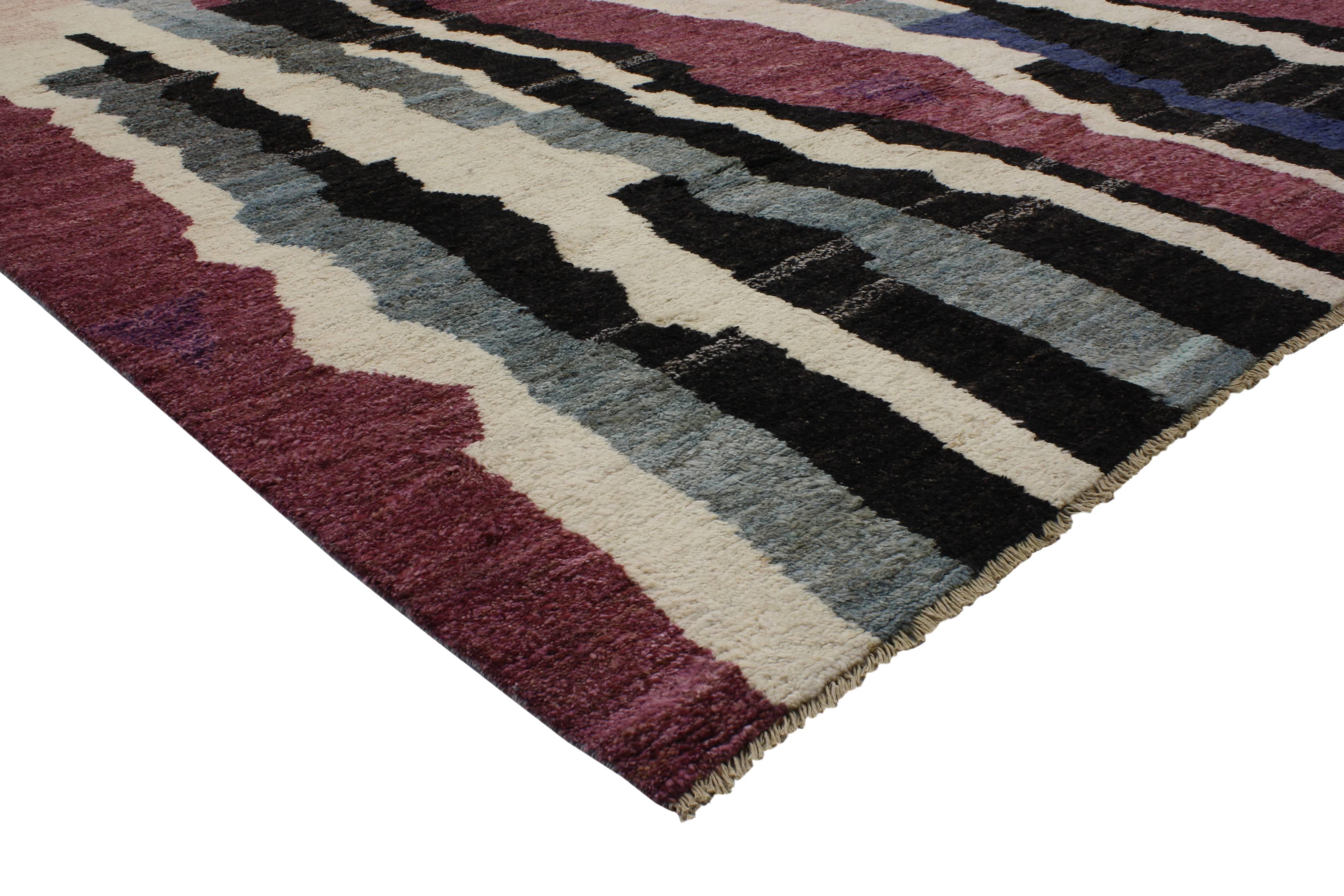 80341 Contemporary Moroccan Style Rug With Post-Modern Style, 10'05 x 13'09. Set off with stylish levels of complexity and its highly decorative aesthetic, this contemporary Moroccan style rug features a post-modern style and Memphis Group Design.