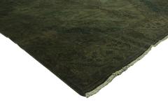 Vintage Persian Tabriz Rug Overdyed Green Rug with Modern Style