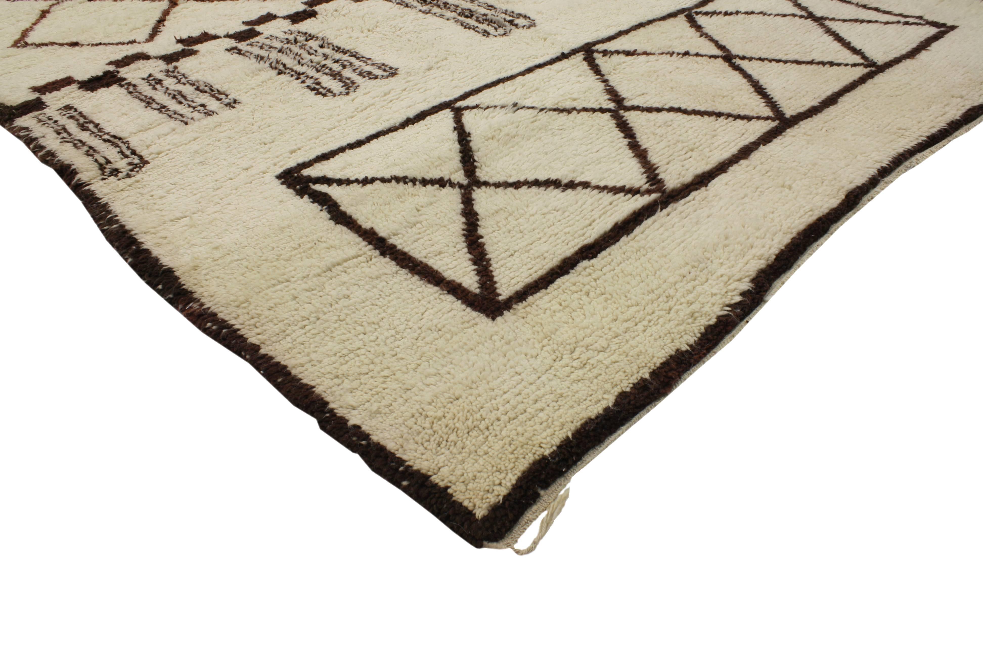 Bauhaus New Contemporary Berber Moroccan Rug with Mid-Century Modern Style For Sale