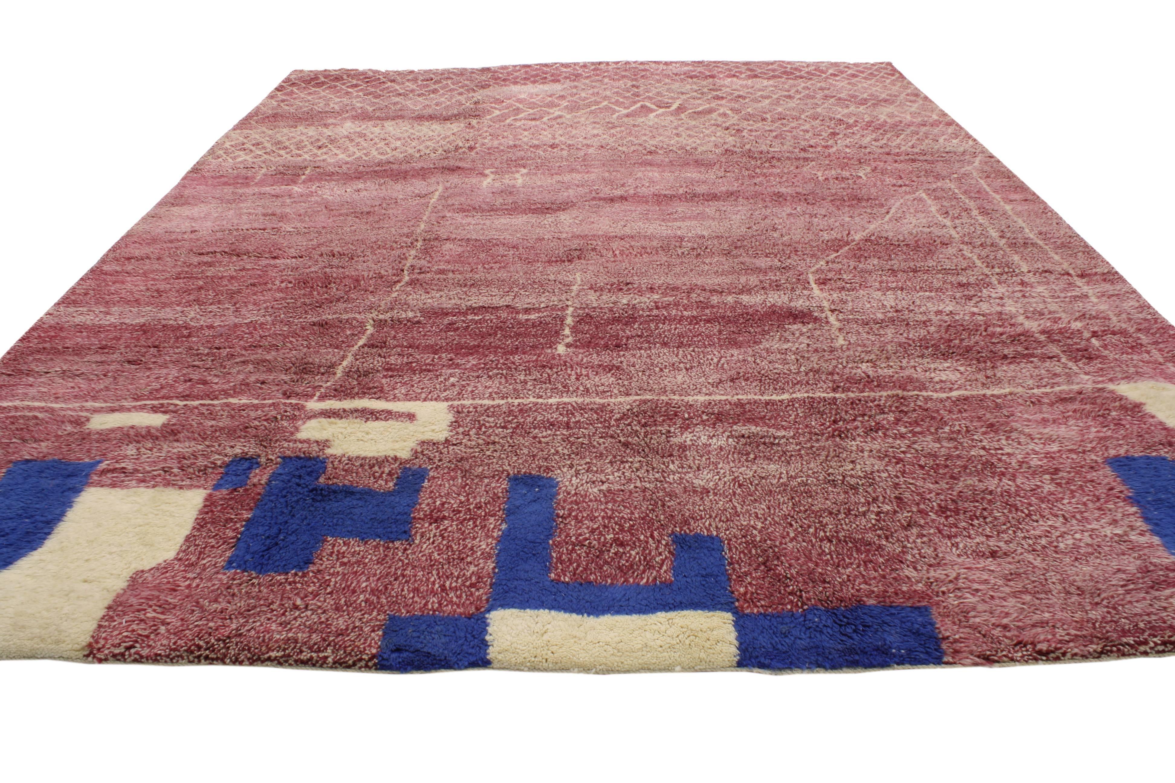 Hand-Knotted Contemporary Boho Chic Moroccan Rug with Modern Tribal Design