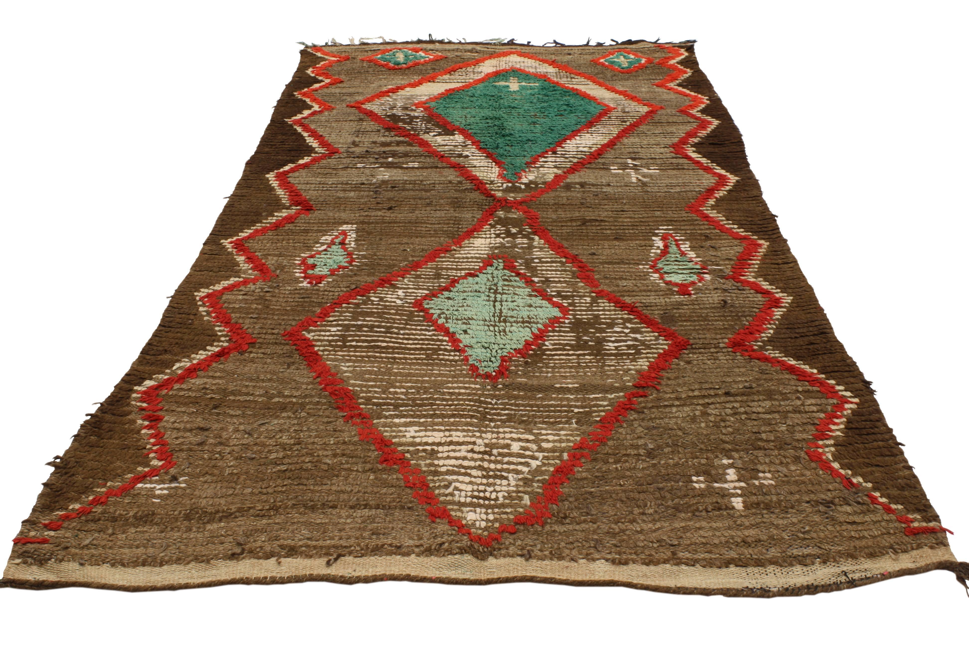 Tribal Vintage Berber Moroccan Rug with Mid-Century Modern Style