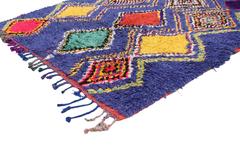 Boho Chic Vintage Moroccan Rug with Tribal Design, Blue Moroccan Rug