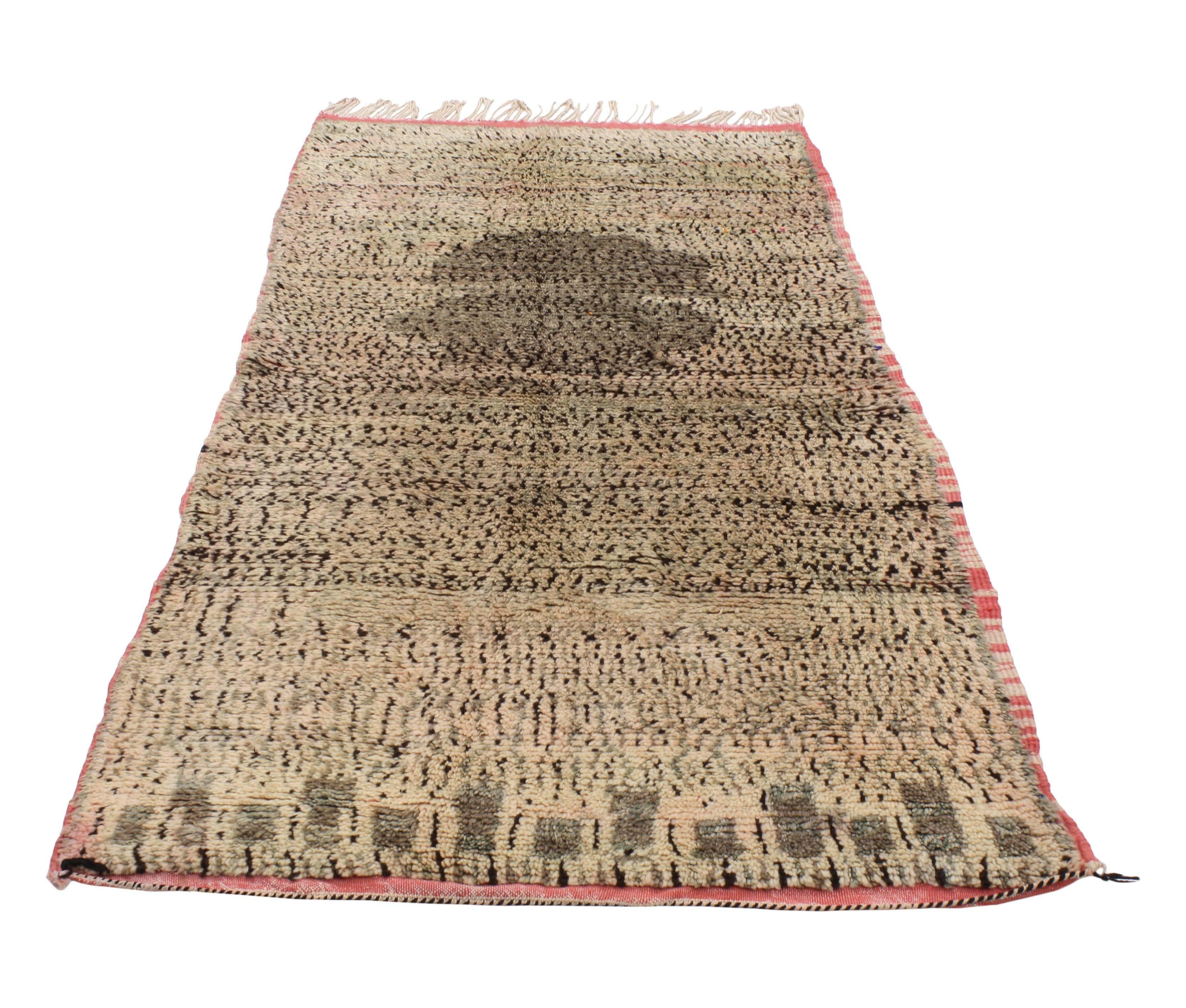 Hand-Knotted Vintage Moroccan Rug with Modern Bauhaus Style, Berber Moroccan Rug