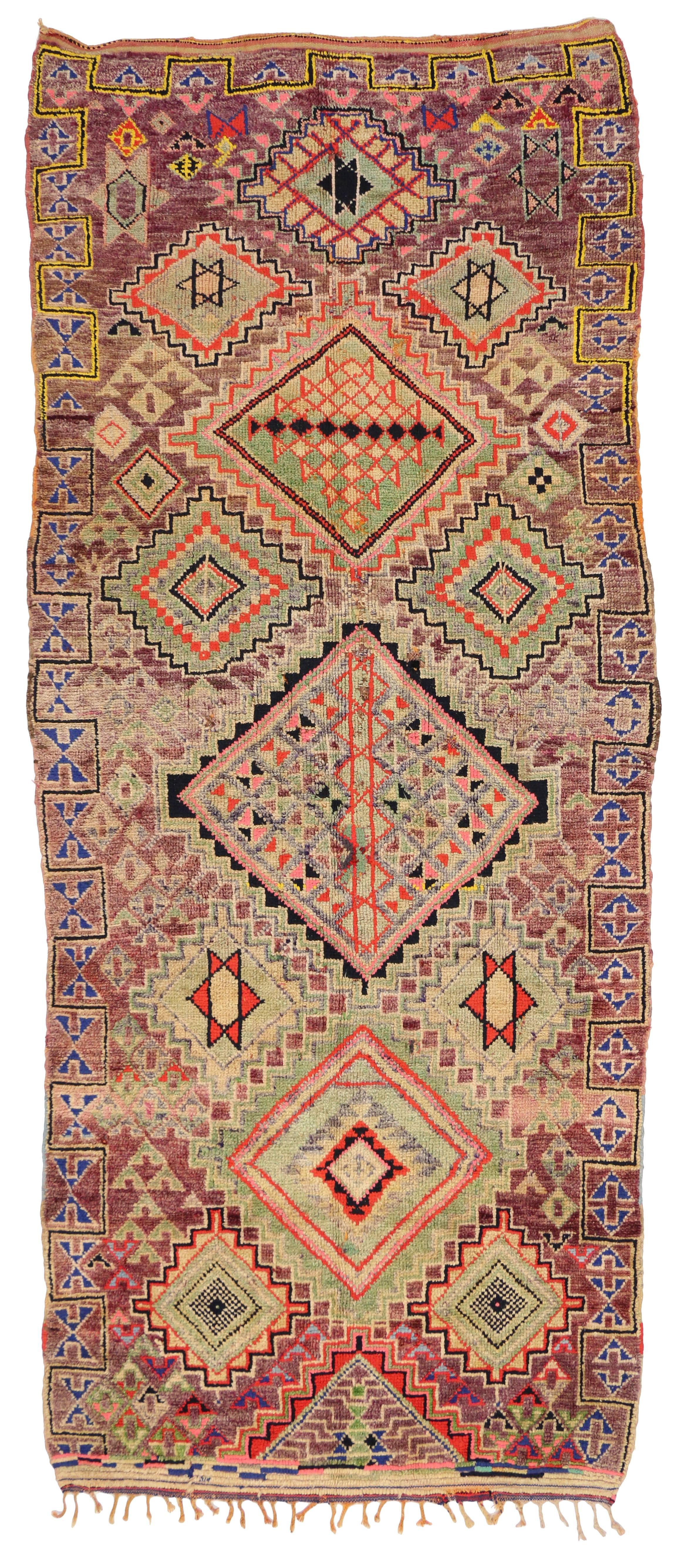 20th Century Vintage Berber Moroccan Rug with Modern Tribal Style and Judaic Influence