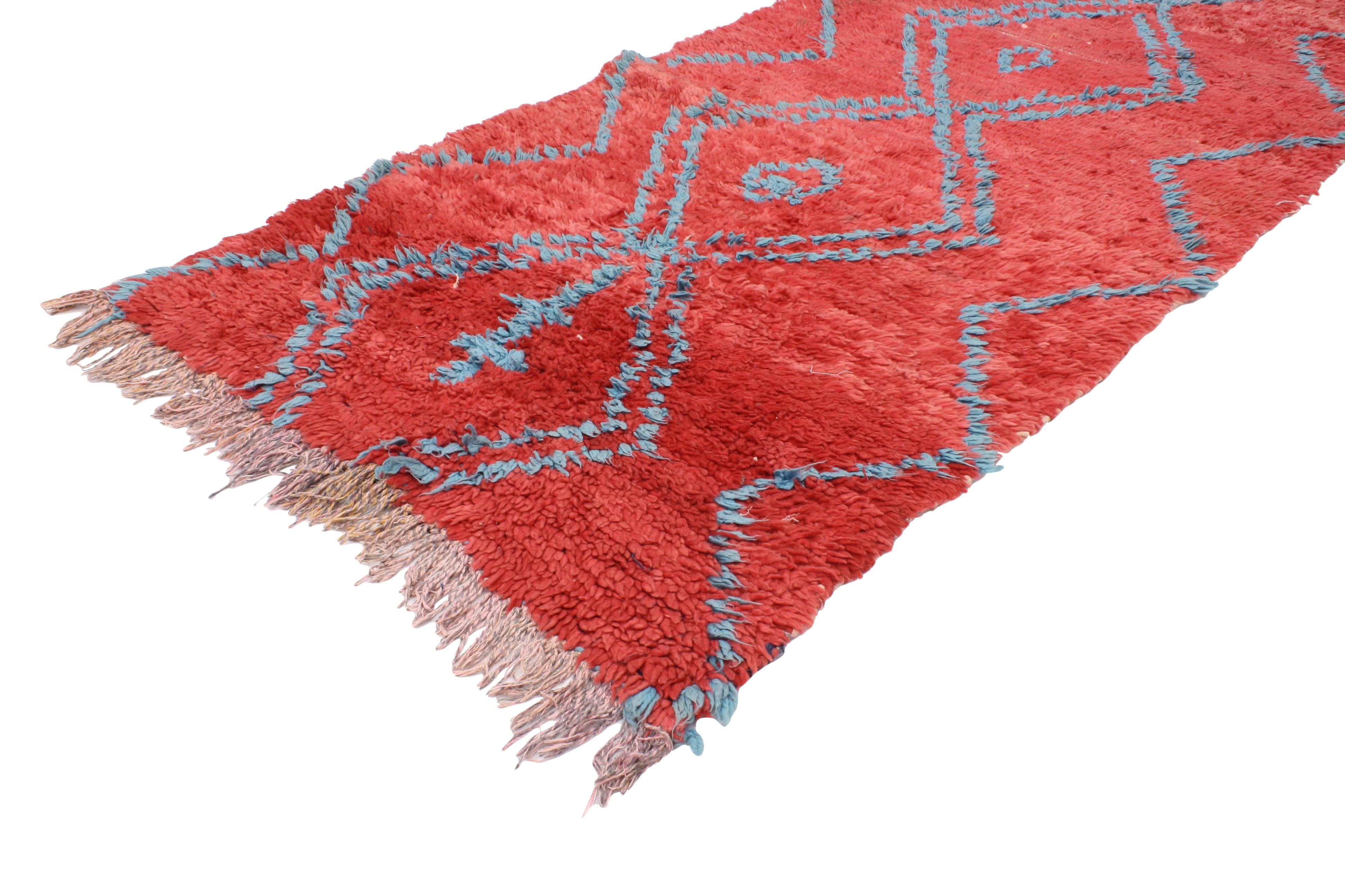 Vintage Berber Moroccan Runner with Modern Tribal Design In Excellent Condition In Dallas, TX