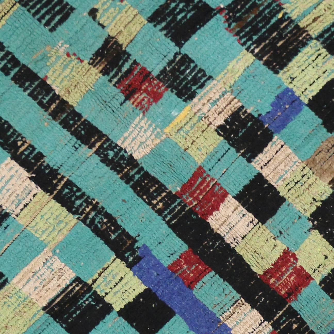 Marokkanischer Vintage-Teppich aus Berber mit kubistischem Bauhaus-Stil im Zustand „Gut“ im Angebot in Dallas, TX