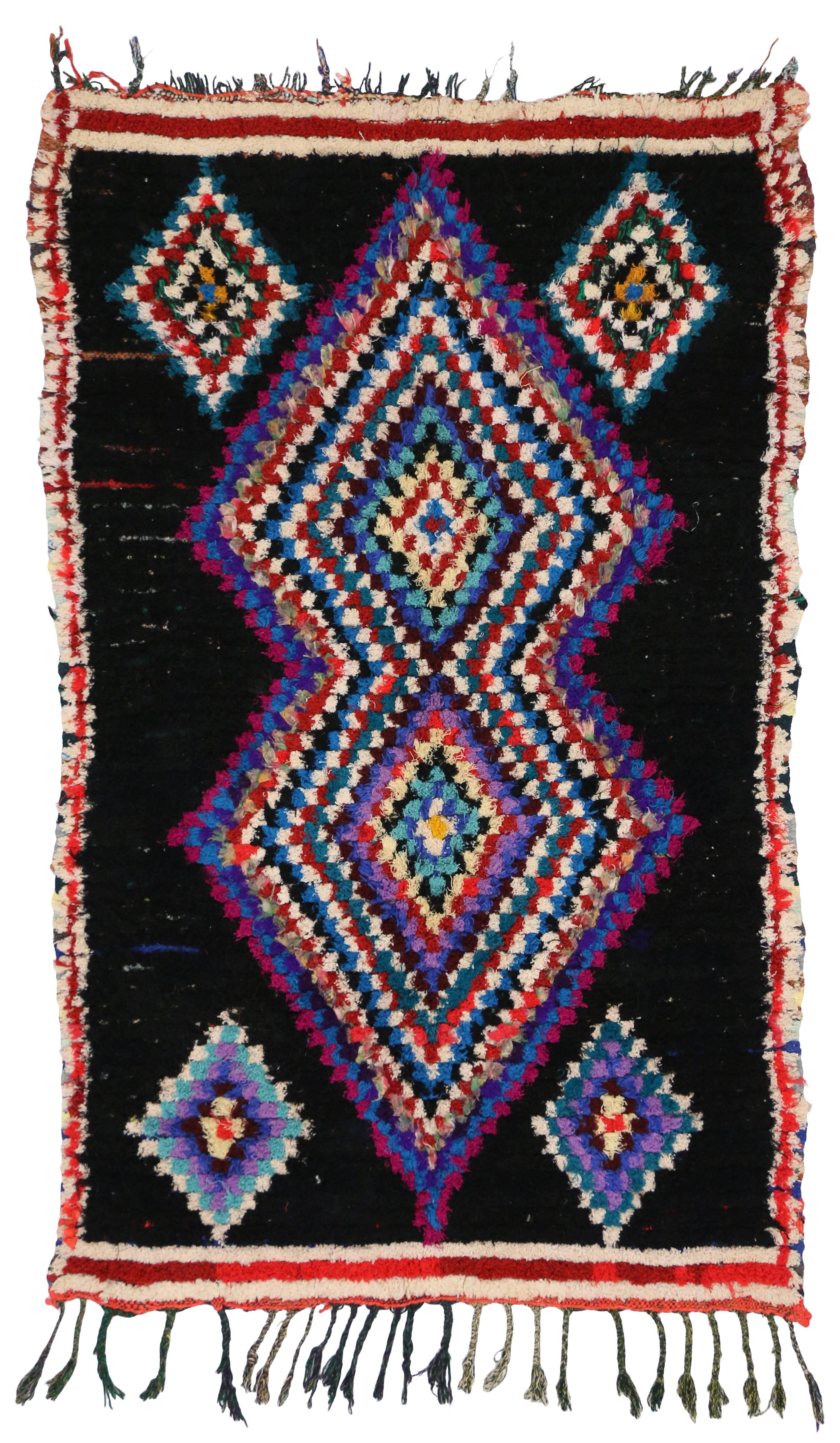 Vintage Berber Moroccan Rug with Boho Chic Tribal Style 1
