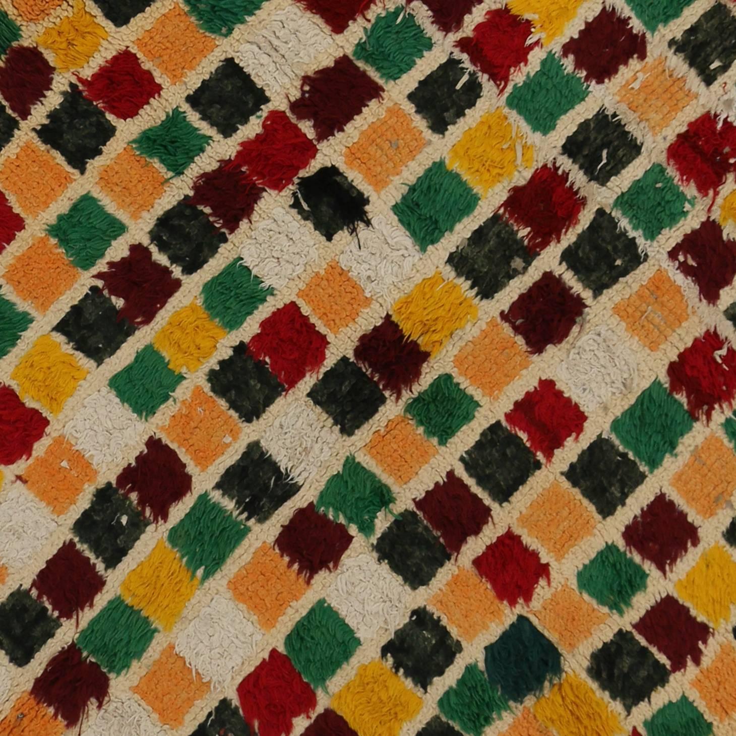 Post-Modern Vintage Berber Moroccan Runner with Postmodern Bauhaus Cubism Style