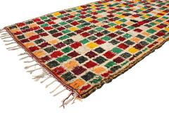 Vintage Berber Moroccan Runner with Postmodern Bauhaus Cubism Style