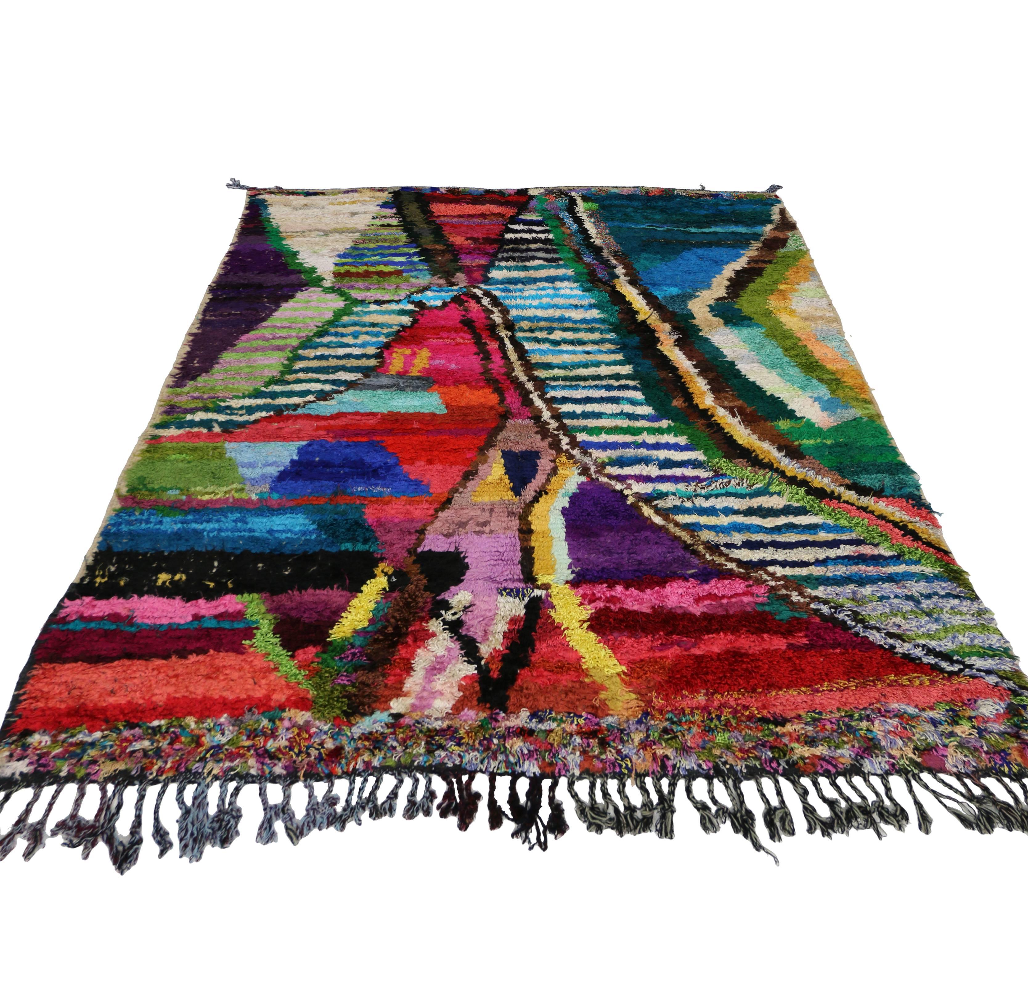 Modern Berber Moroccan Silk Rug with Contemporary Abstract Style 1