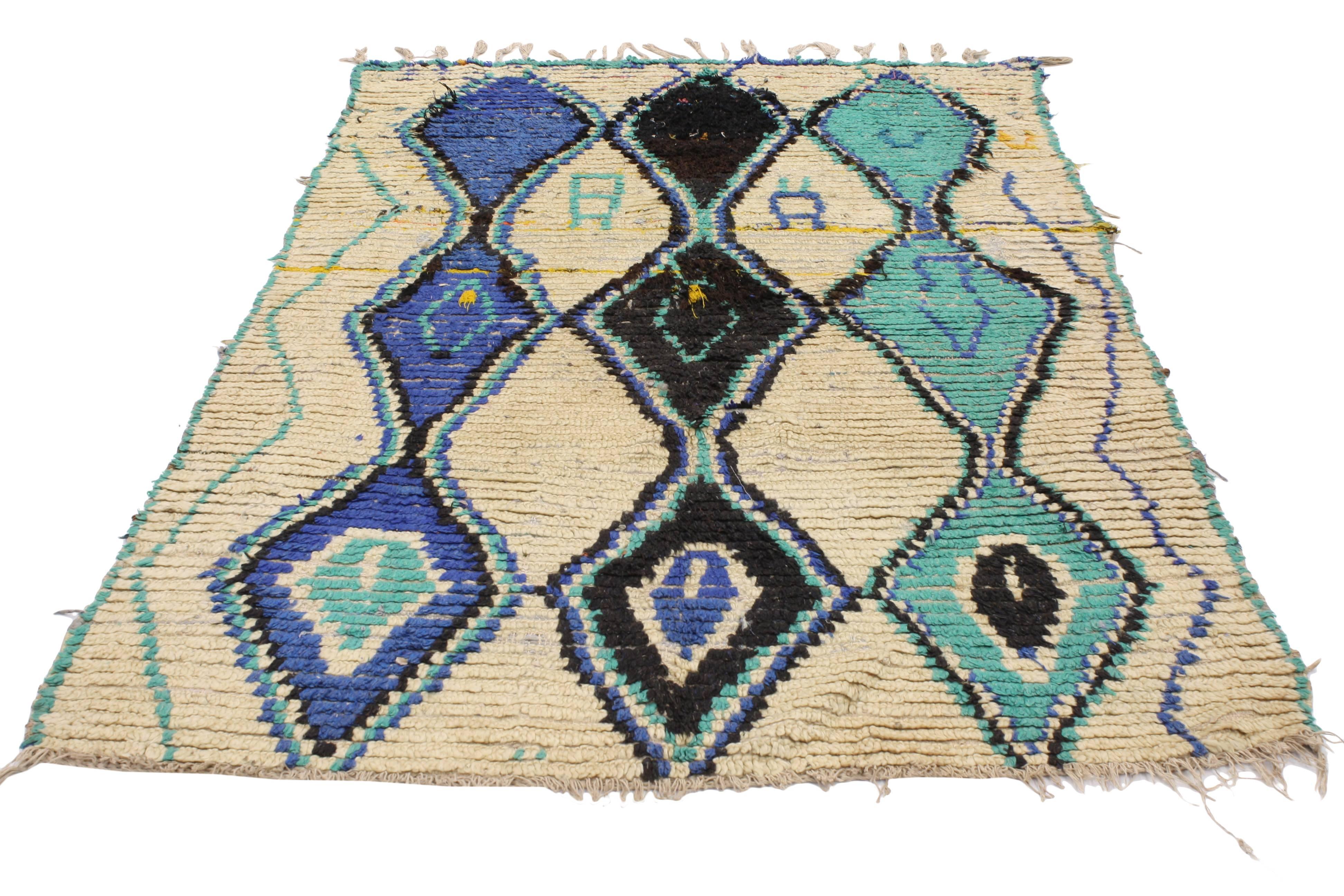 Mid-Century Modern Boho Chic Vintage Berber Moroccan Rug with Modern Tribal Style