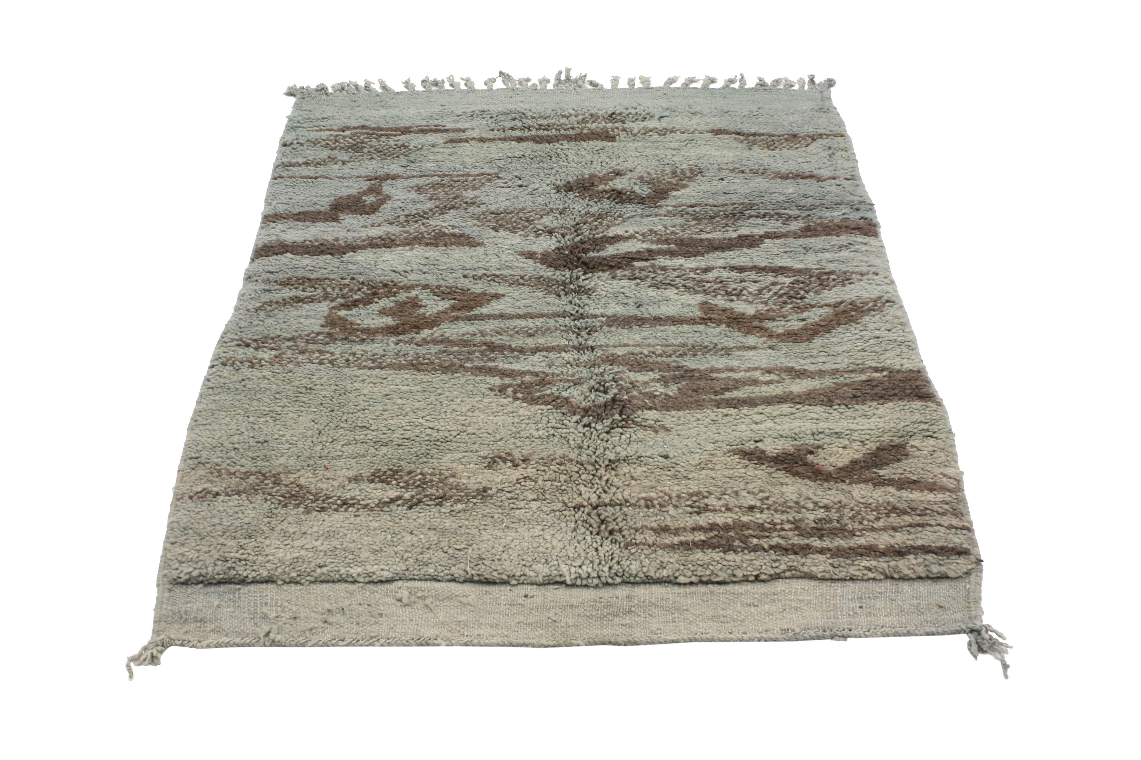 Hand-Knotted Vintage Berber Moroccan Rug with Abstract Design in Light Colors
