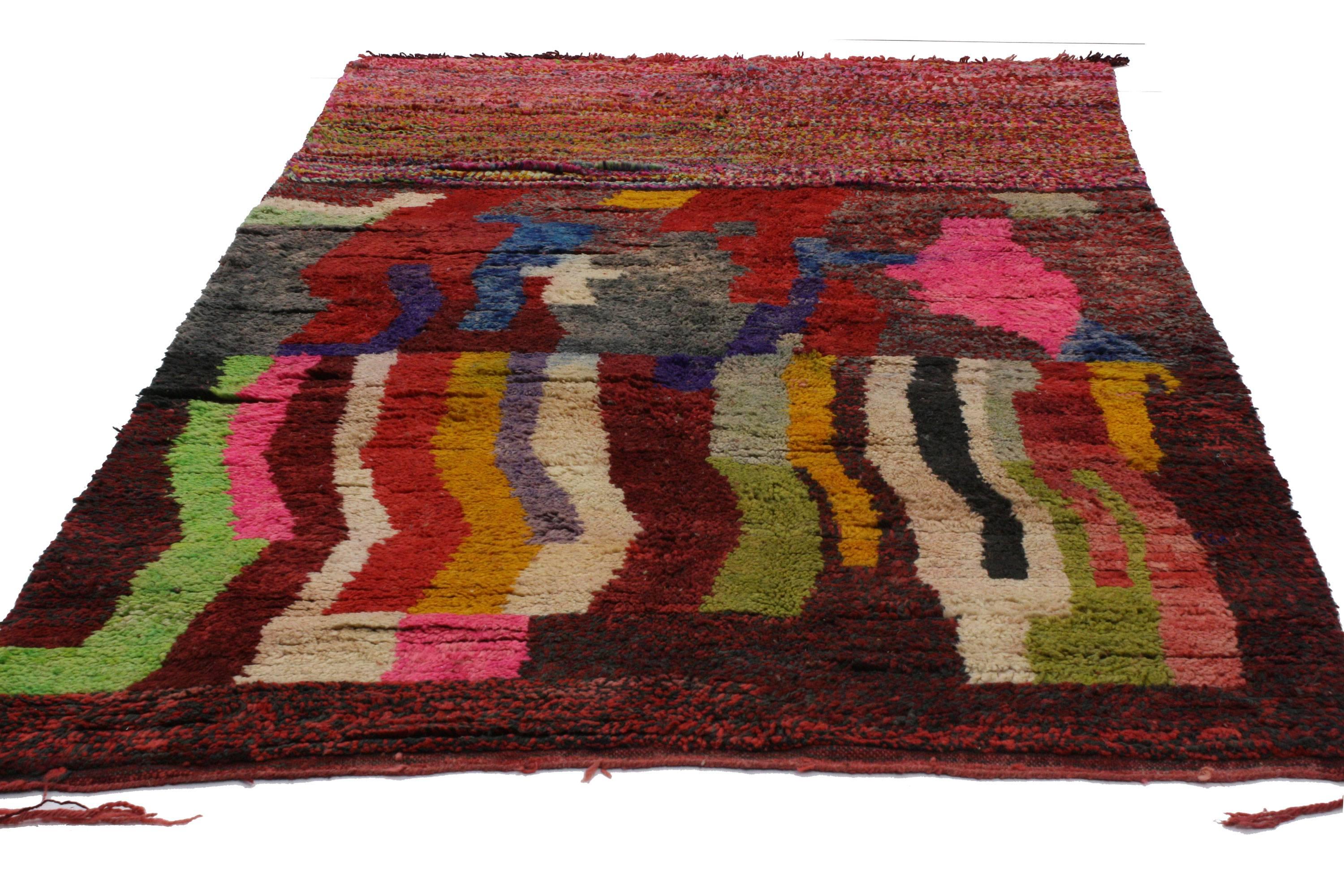 Contemporary Vintage Berber Moroccan Rehamna Rug with Tribal Style