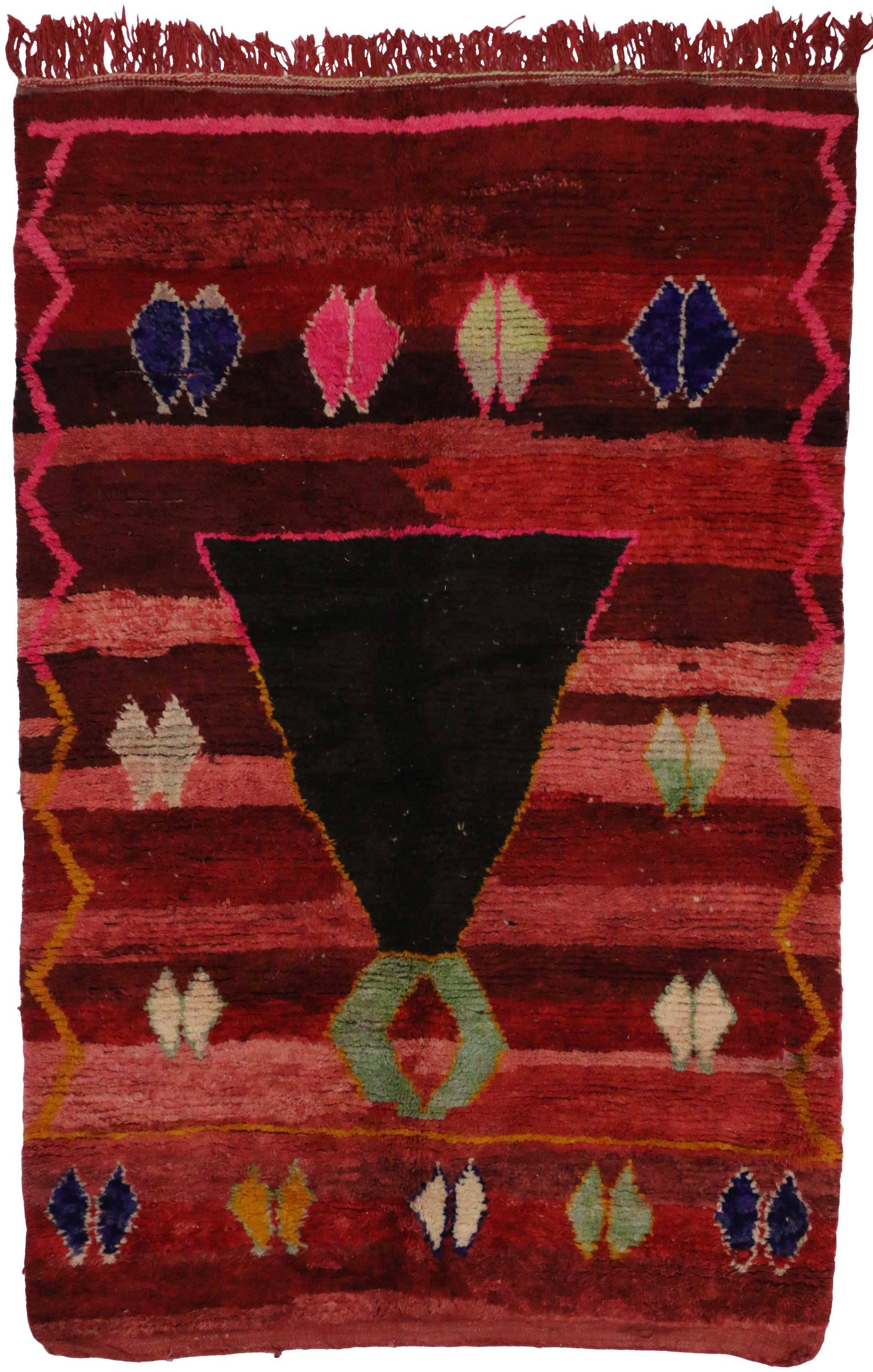 Hand-Knotted Boho Chic Berber Moroccan Rug with Contemporary Abstract Style