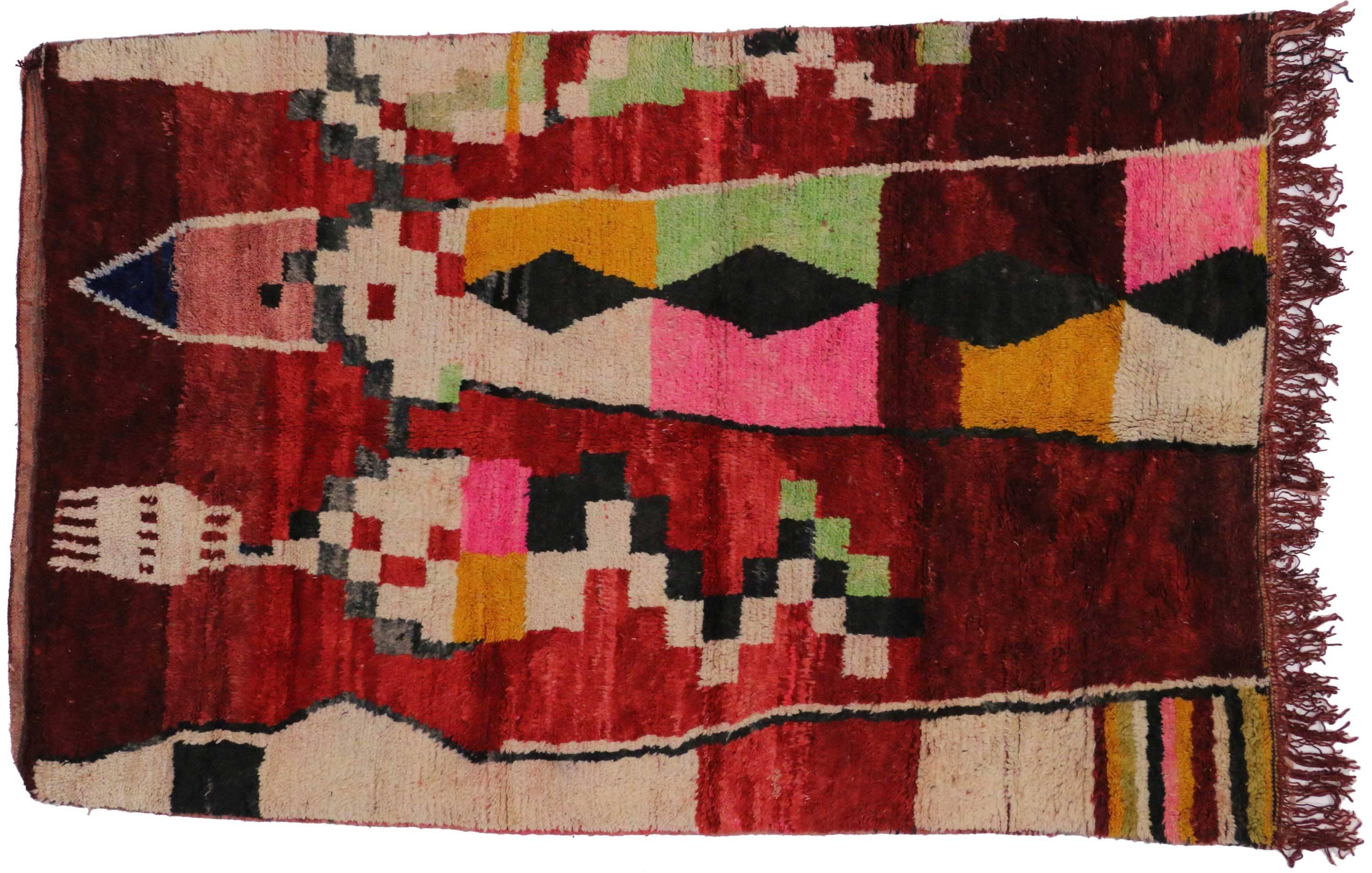 Contemporary Berber Moroccan Rehamna Rug with Post-Modern Expressionist Style 2
