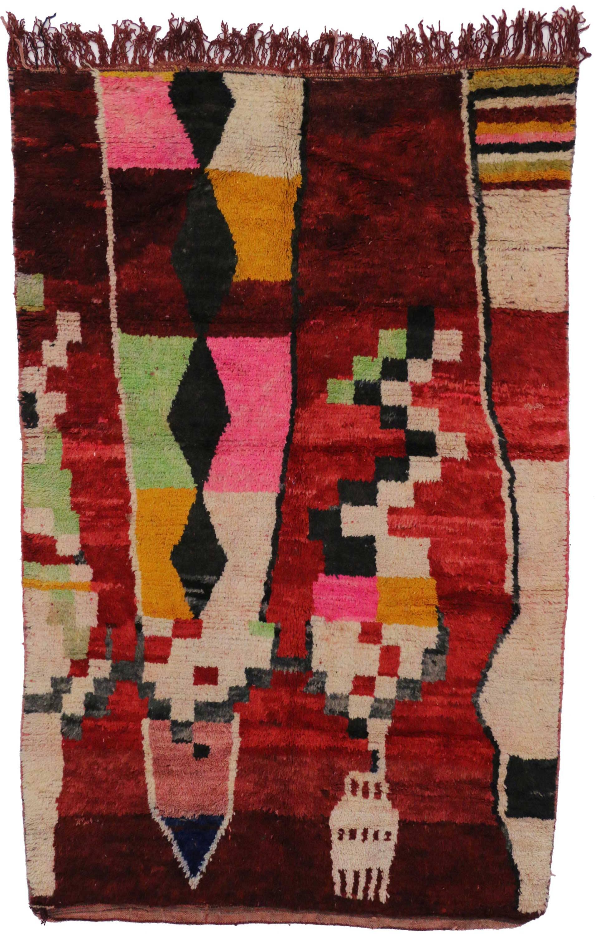 Contemporary Berber Moroccan Rehamna Rug with Post-Modern Expressionist Style 1