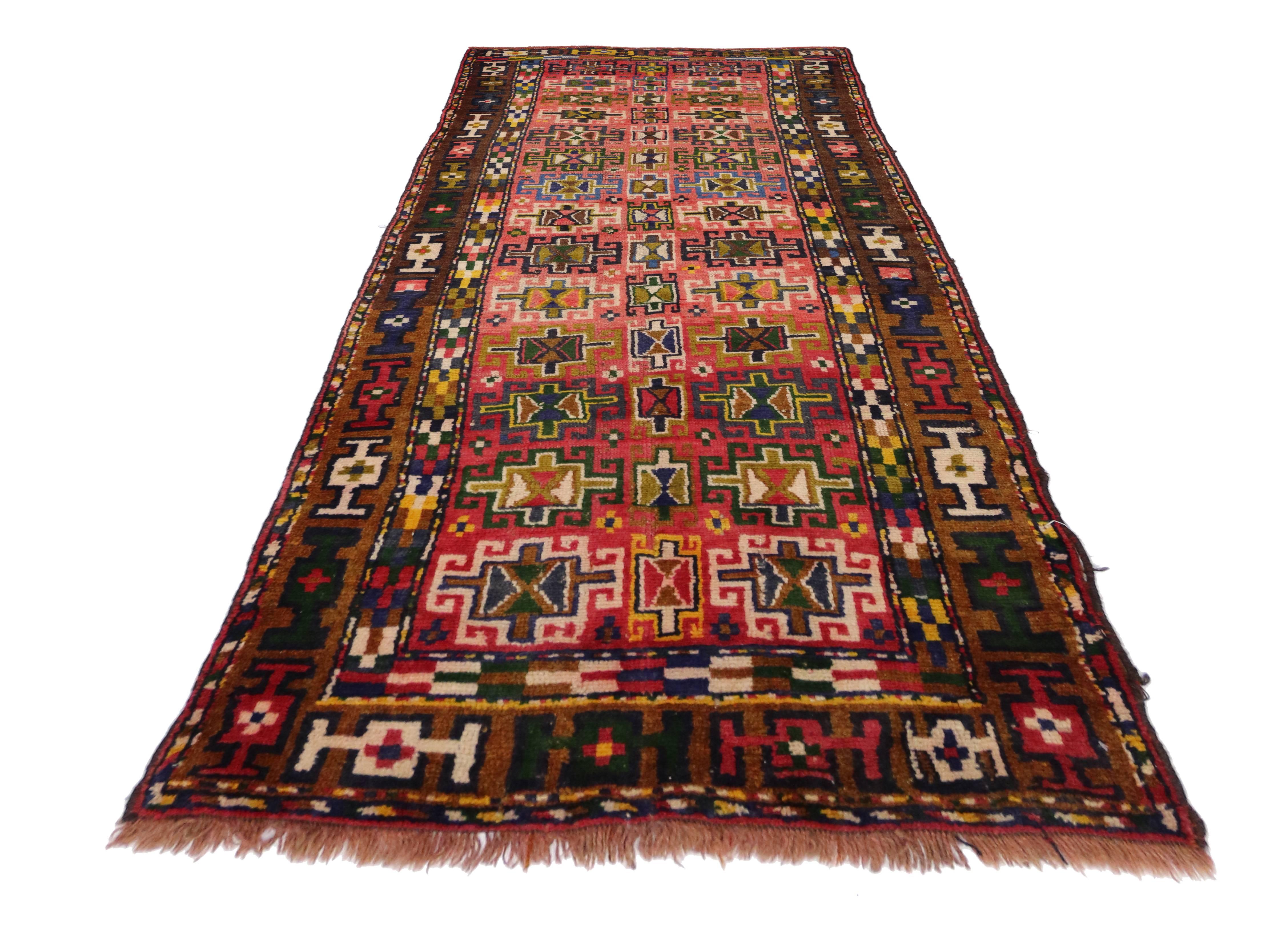 Vintage Persian Azerbaijan Carpet Runner with Modern Tribal Style, Azeri Rug 3