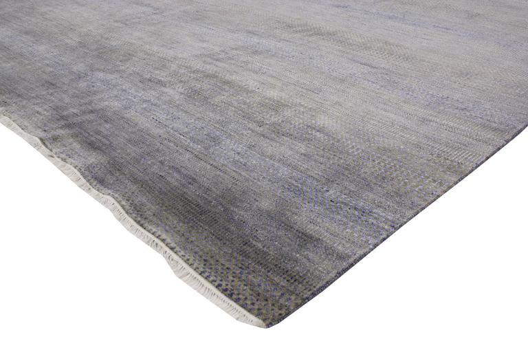 New Modern Transitional Grasscloth Area Rug Wool And Silk Grey Blue 30332 New Modern Transitional Grasscloth Grey Blue Area Rug 09 00 X 12