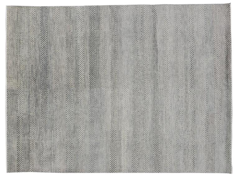 Transitional Grass Cloth Patterned Gray Area Rug with Modern Style For