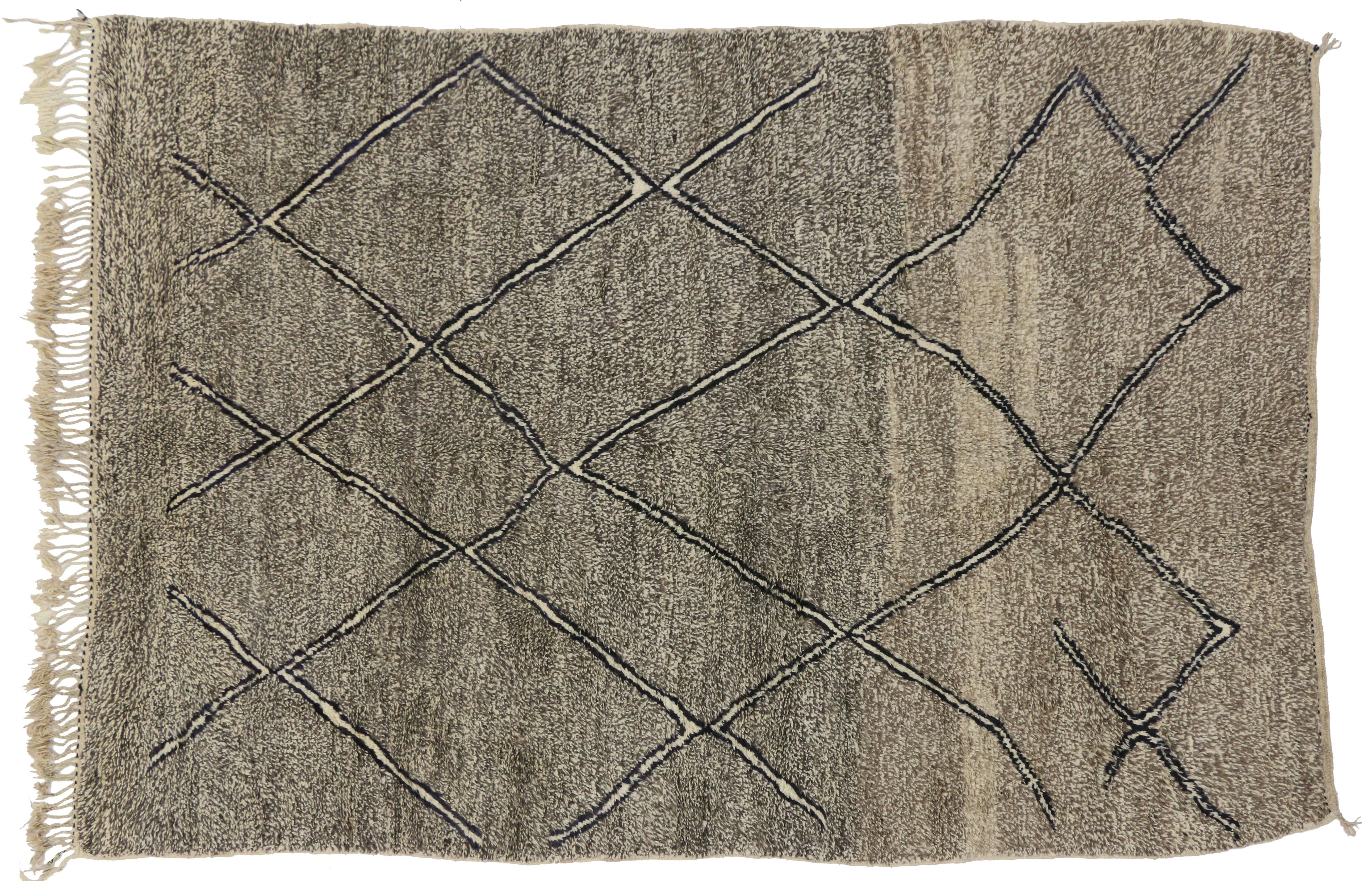 Contemporary Taupe Berber Moroccan Rug with Modern Style