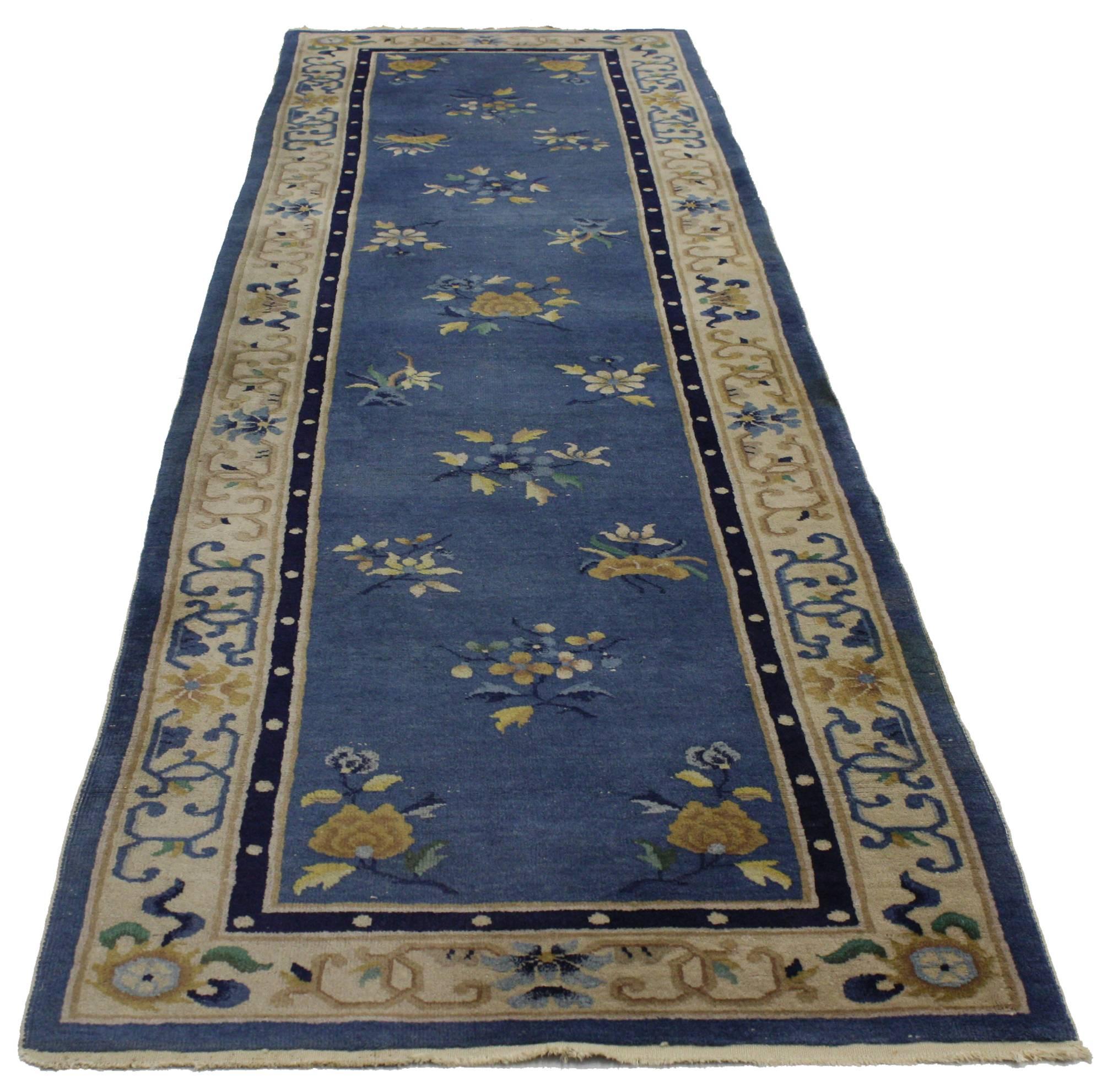 Wool Early 20th Century Antique Chinese Art Deco Hallway Runner