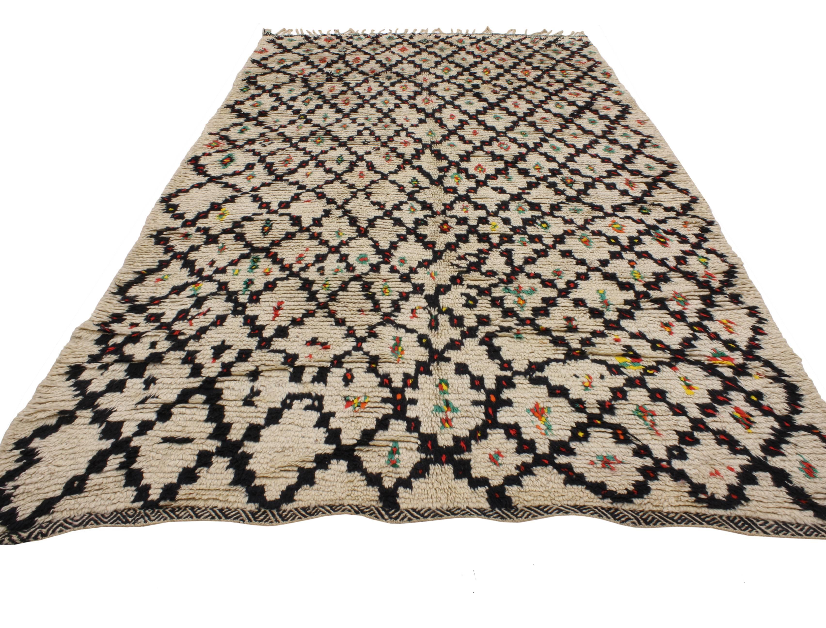 Hand-Knotted Vintage Berber Moroccan Rug with Modern Tribal Style, Azilal Rug
