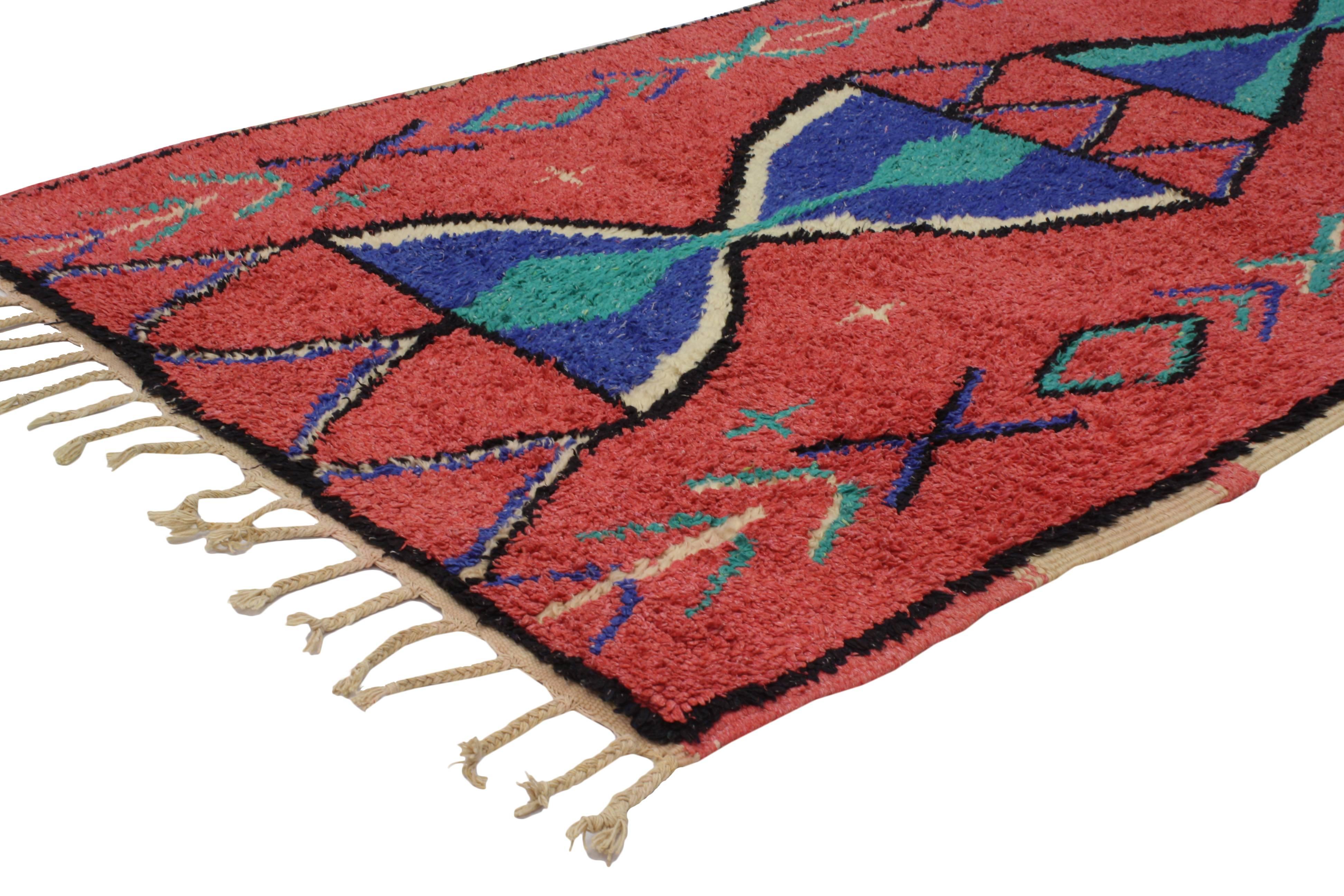 Hand-Knotted Vintage Berber Moroccan Rug with Modern Tribal Design