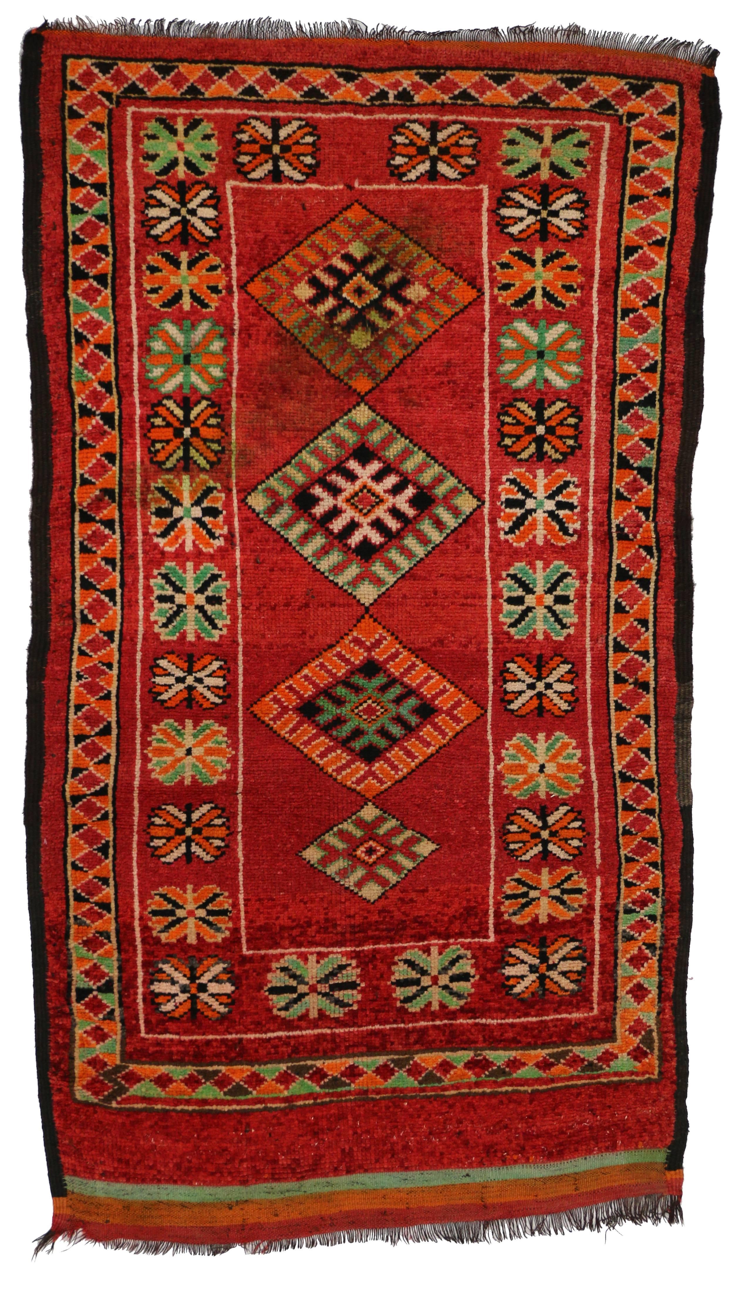 20th Century Berber Moroccan Red Rug with Modern Tribal Style