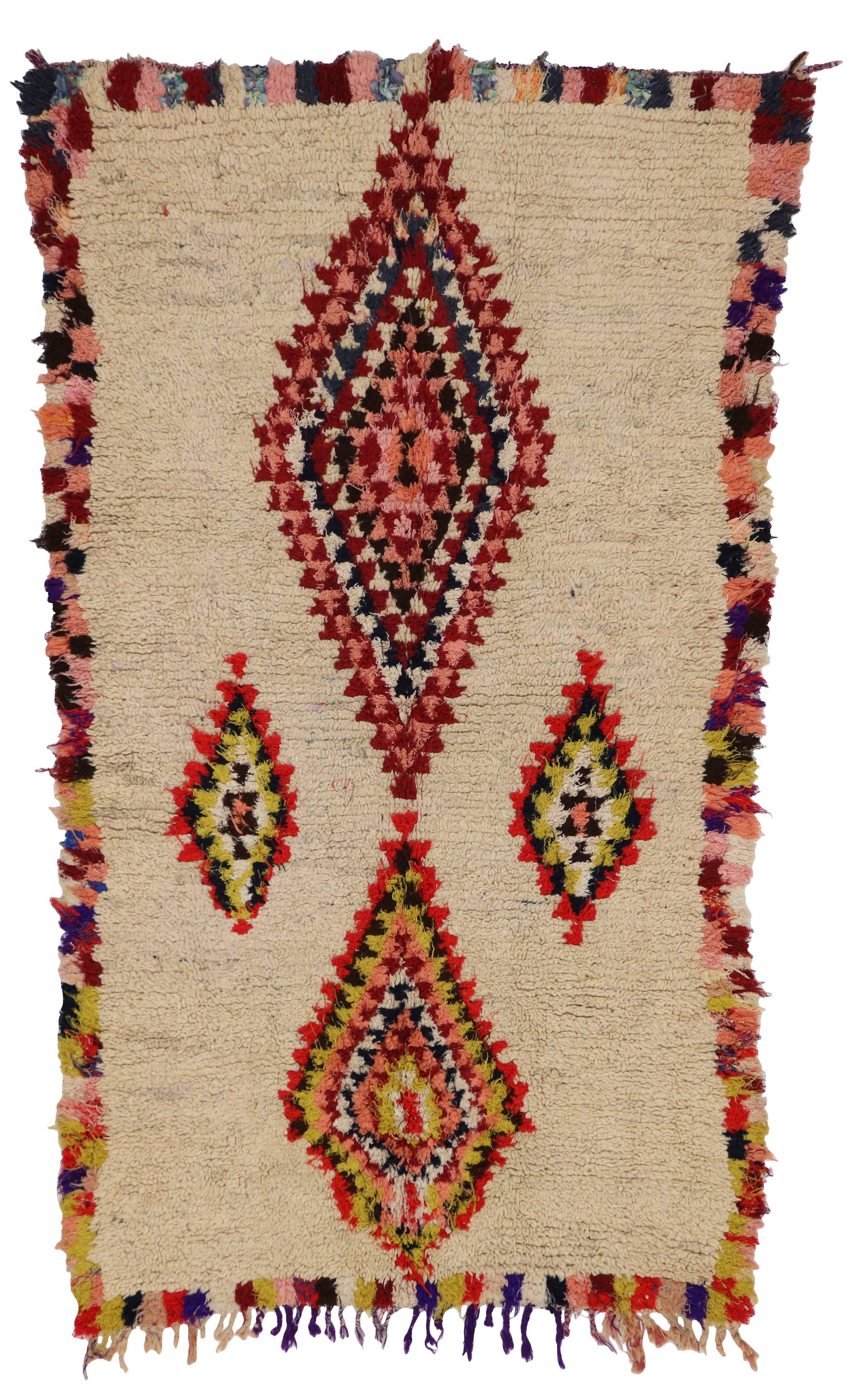 20th Century Vintage Berber Moroccan Azilal Rug with Boho Chic Tribal Style and Hygge Vibes 