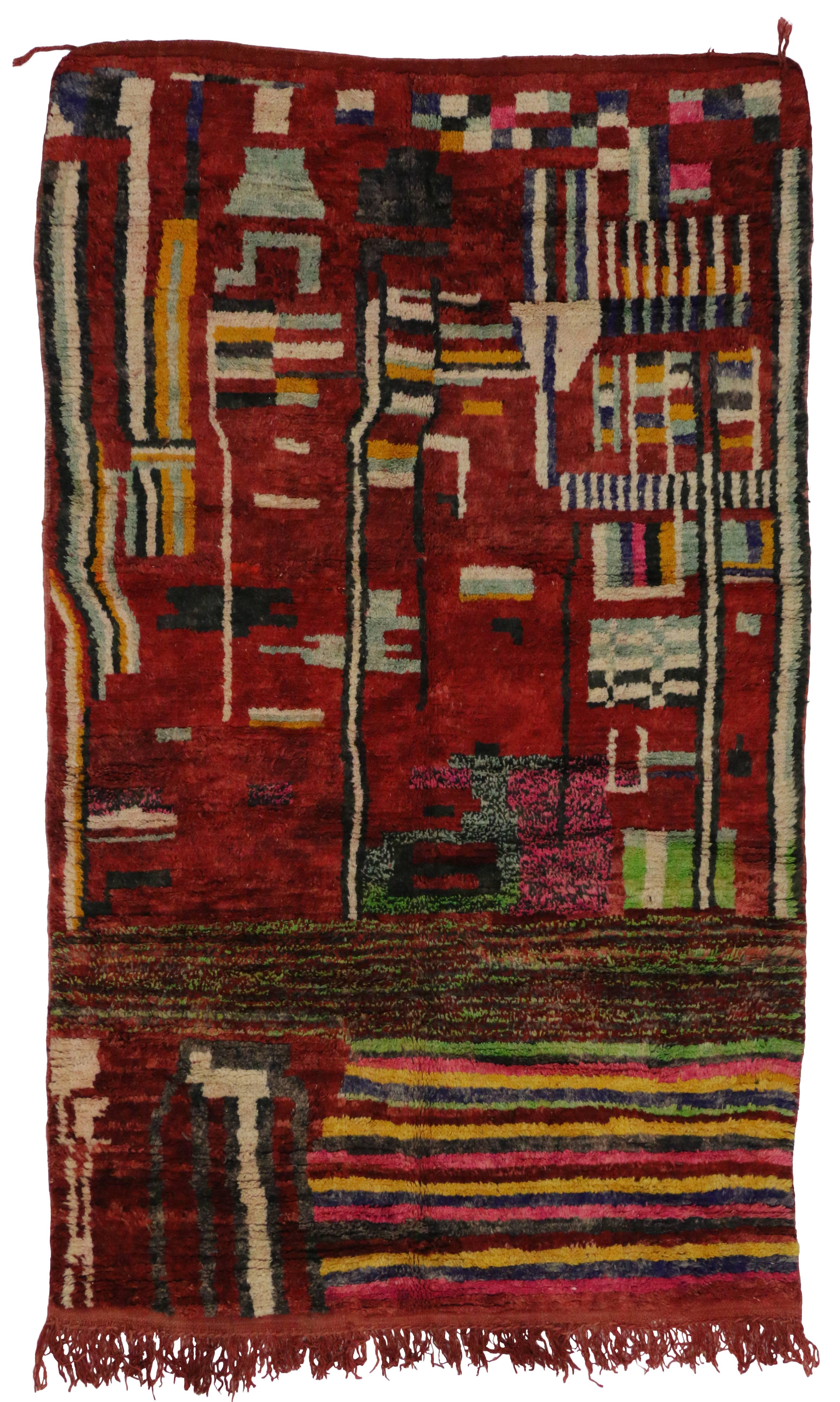 Berber Moroccan Red Rug with Modern Tribal Style 1