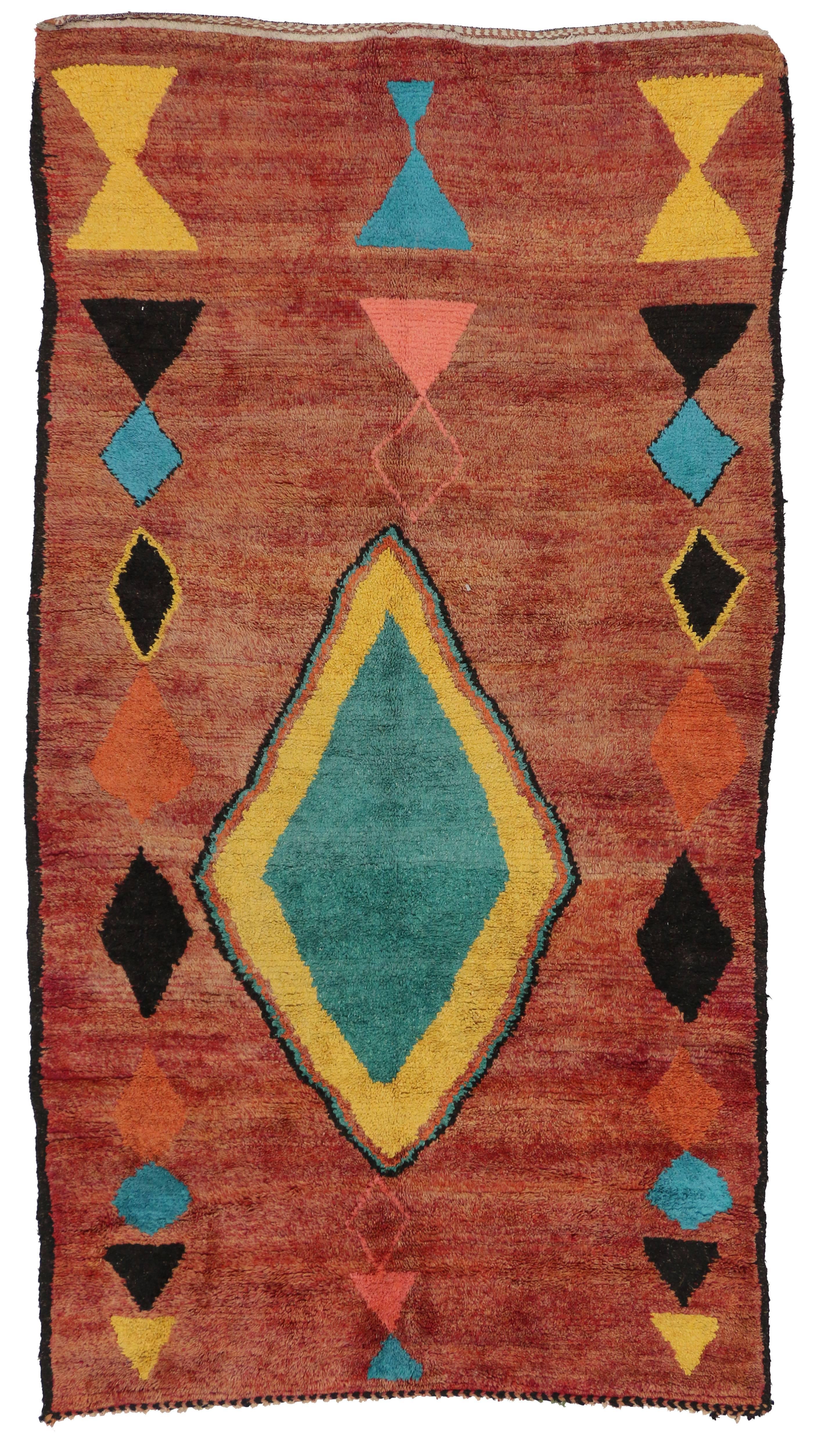 Wool Vintage Berber Moroccan Rug with Modern Tribal Style