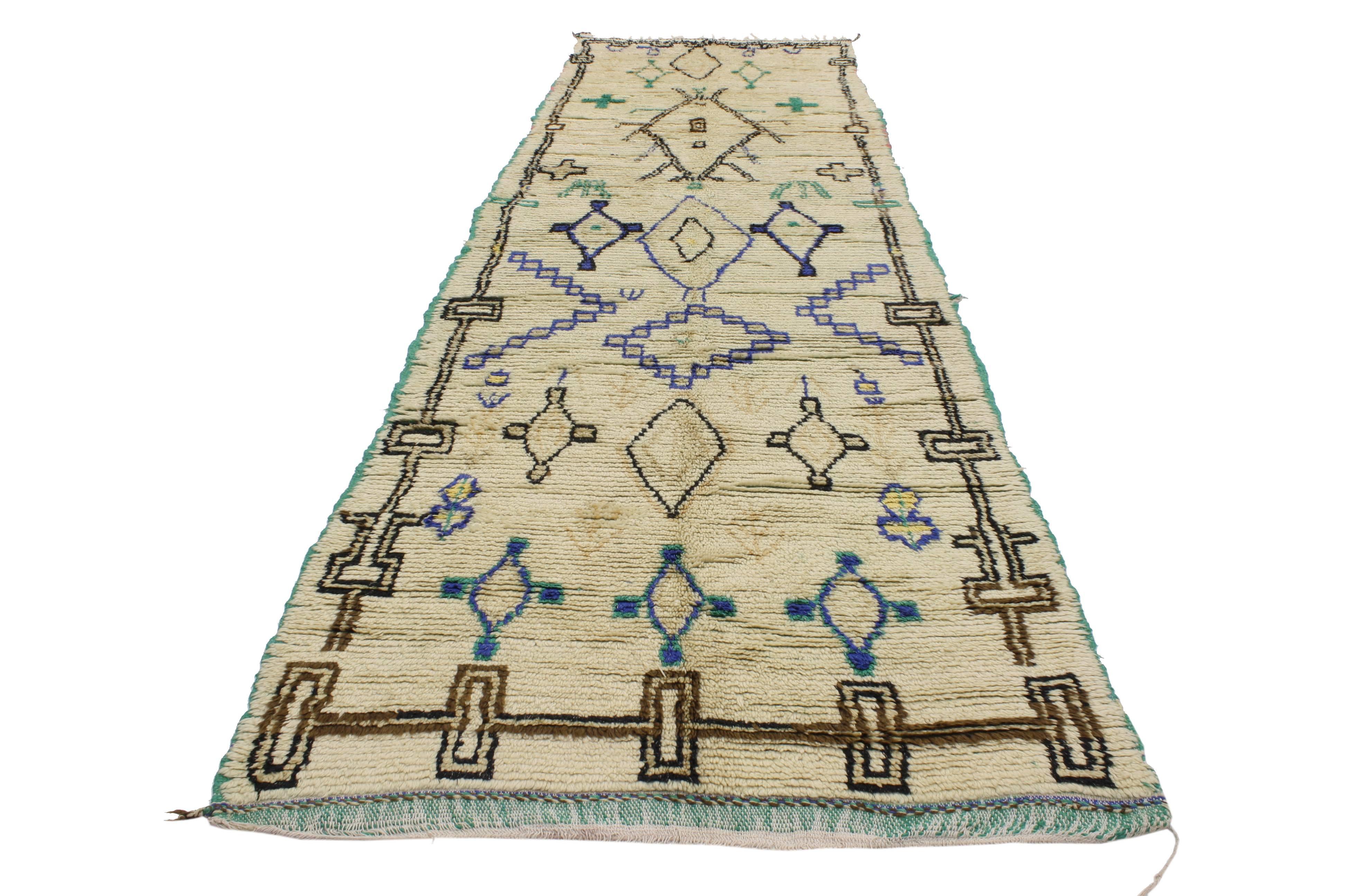 Hand-Knotted Boho Chic Vintage Berber Moroccan Azilal Rug with Modern Tribal Design