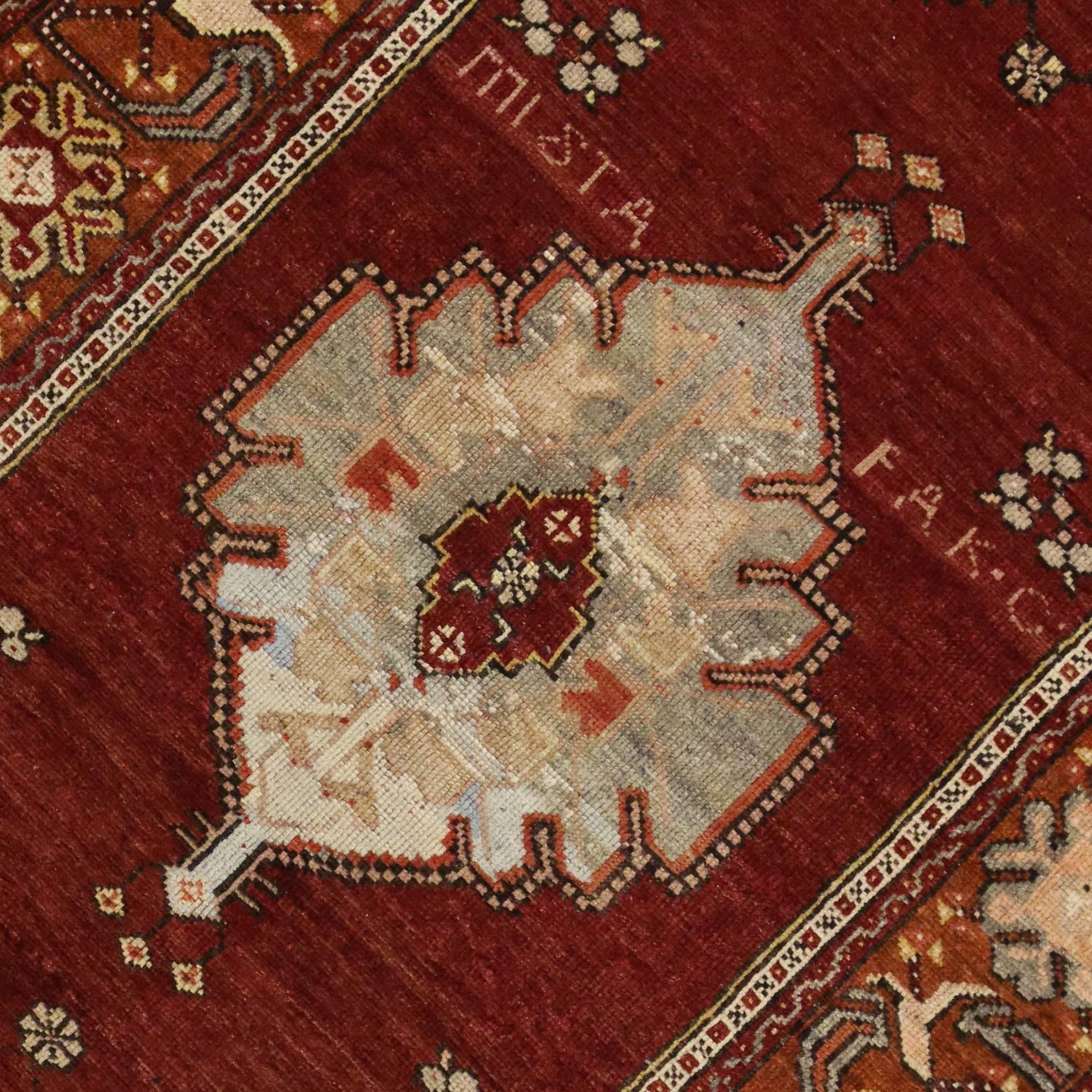 Türkischer Oushak-Teppich im traditionellen modernen Stil, Vintage im Zustand „Gut“ im Angebot in Dallas, TX