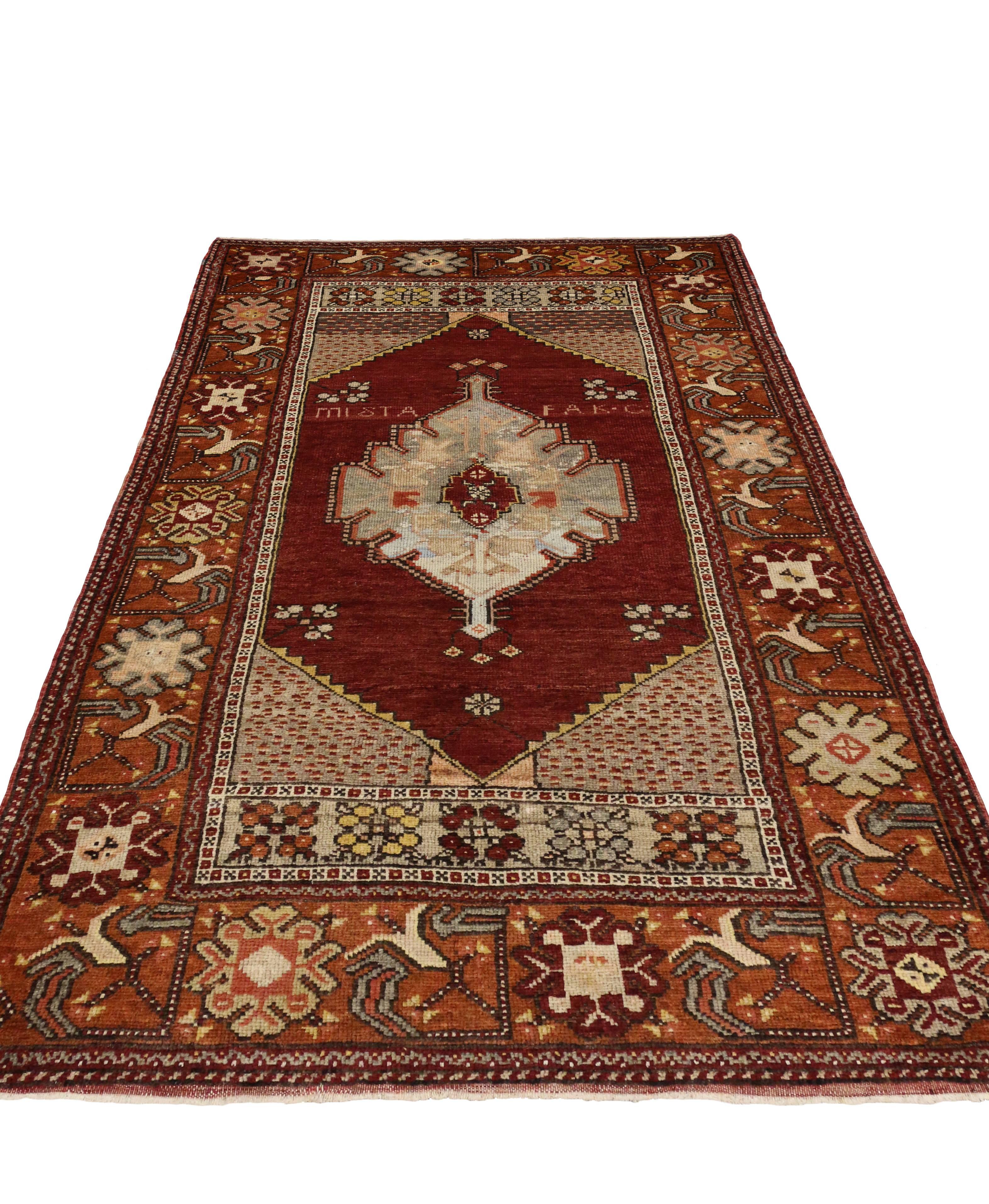 Türkischer Oushak-Teppich im traditionellen modernen Stil, Vintage (Handgeknüpft) im Angebot