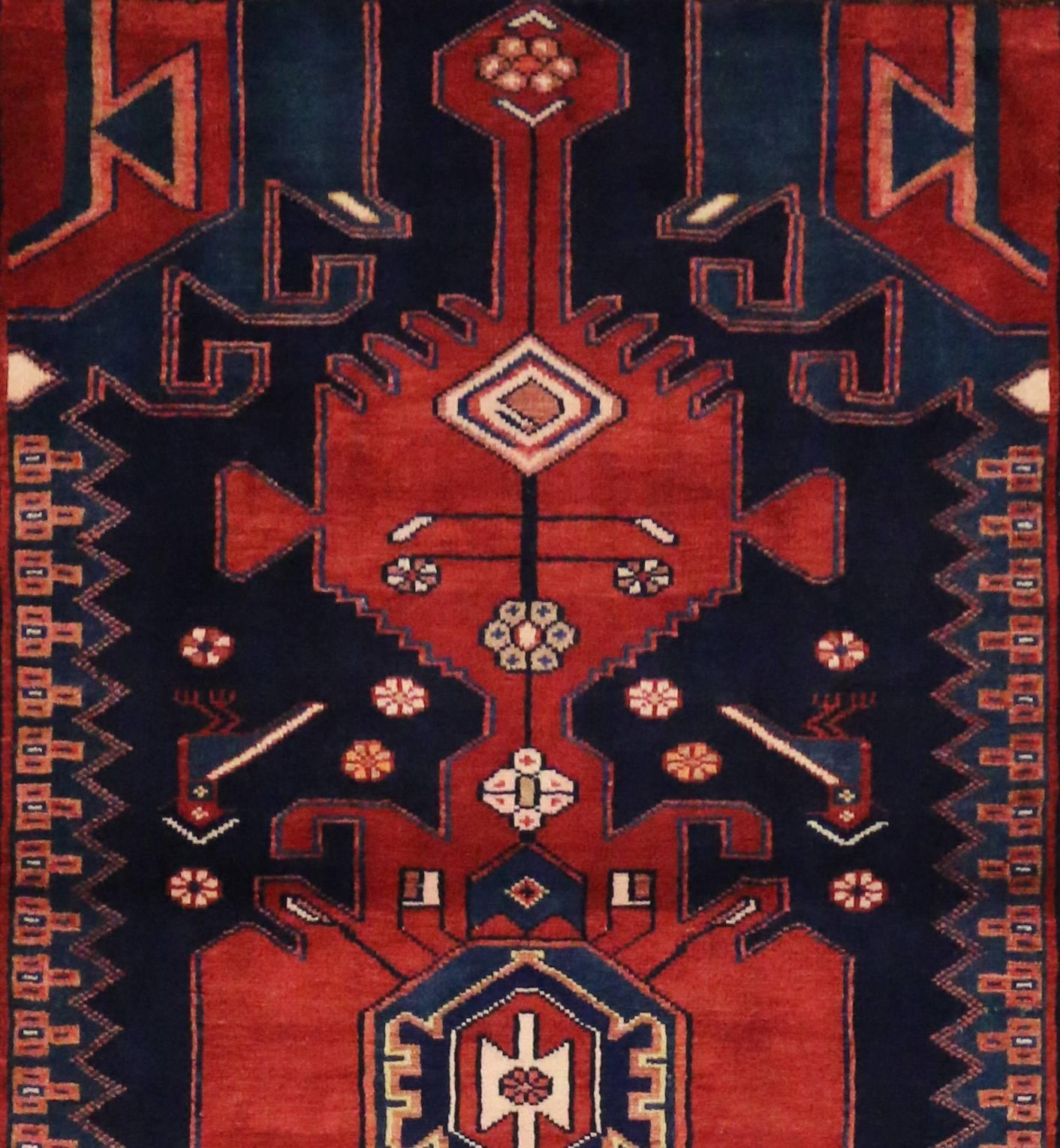 Antique Persian Nahavand Hamadan Runner with Modern Tribal Style For Sale 3