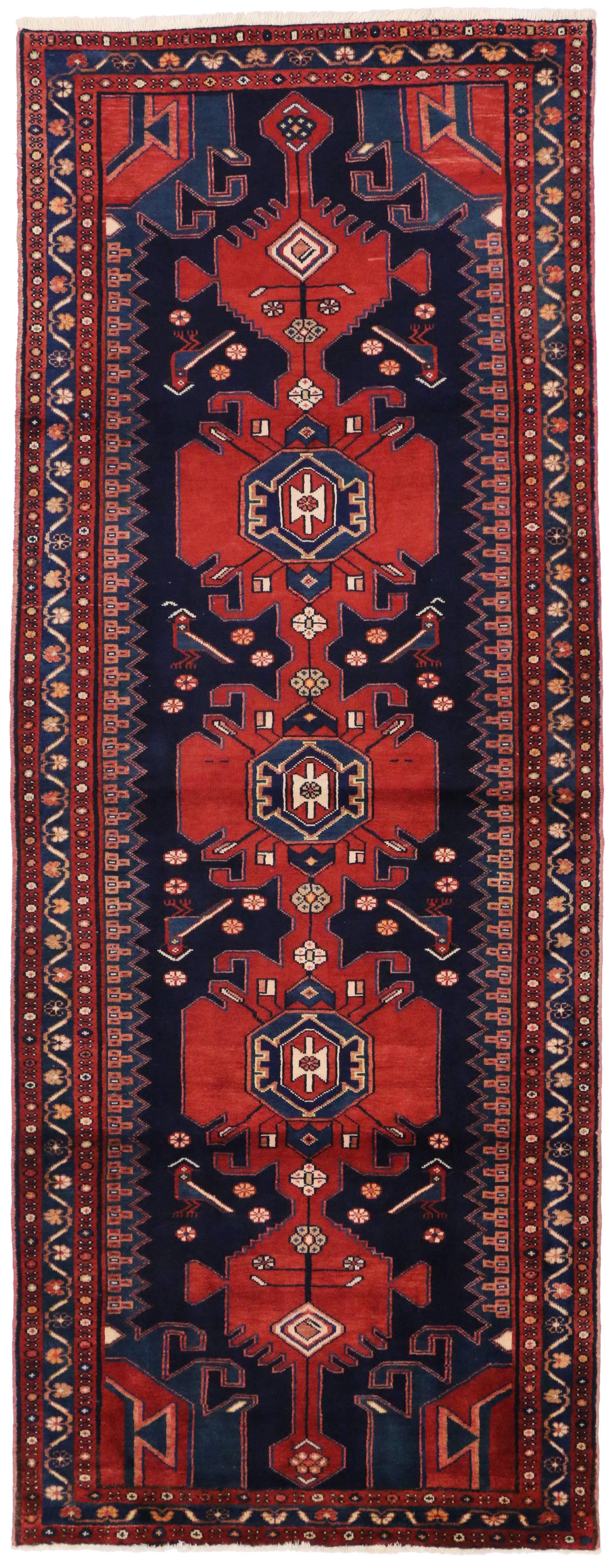 Antique Persian Nahavand Hamadan Runner with Modern Tribal Style For Sale 5