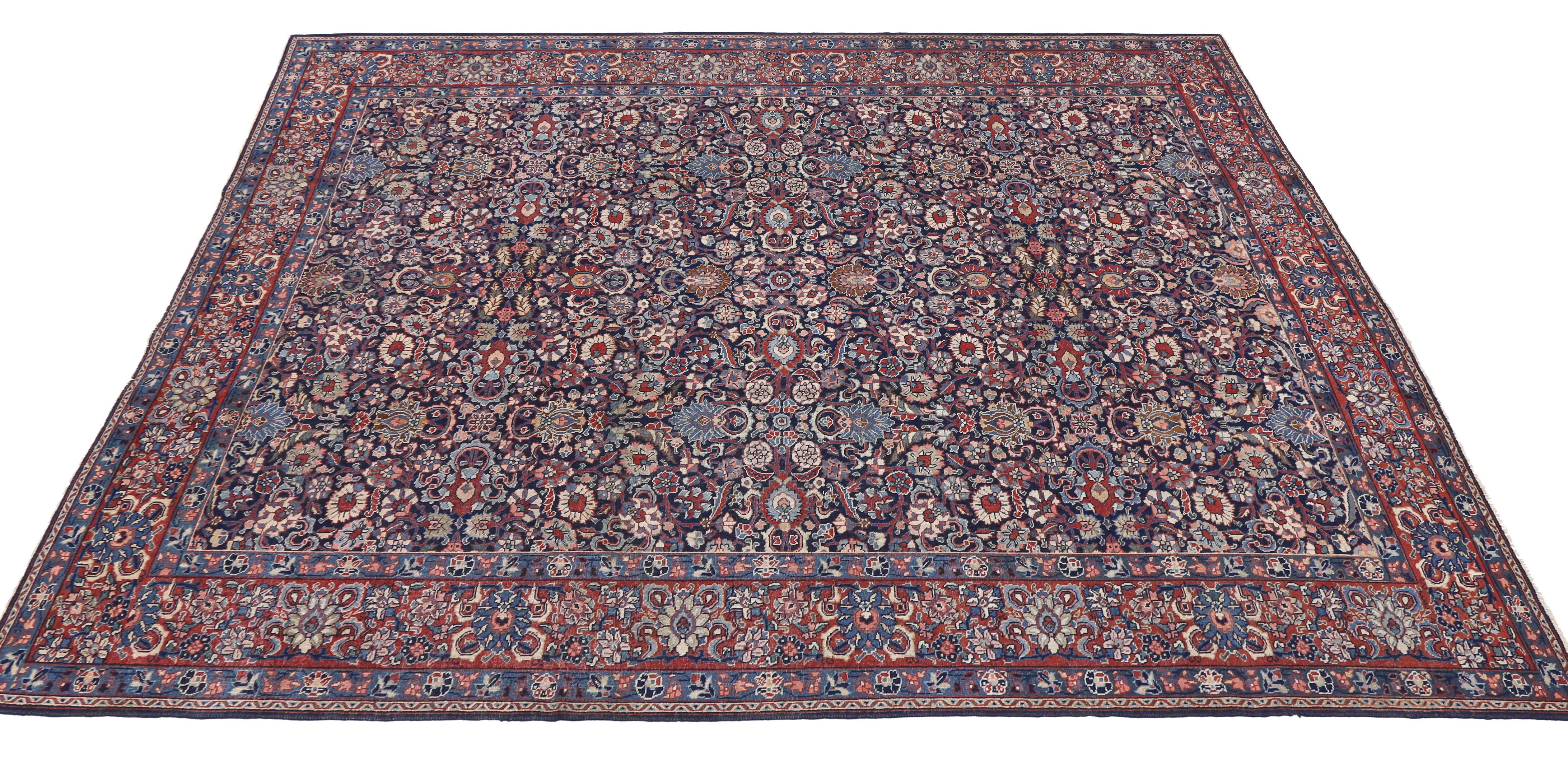 20th Century Antique Persian Tabriz Area Rug with Luxe Baroque Style For Sale