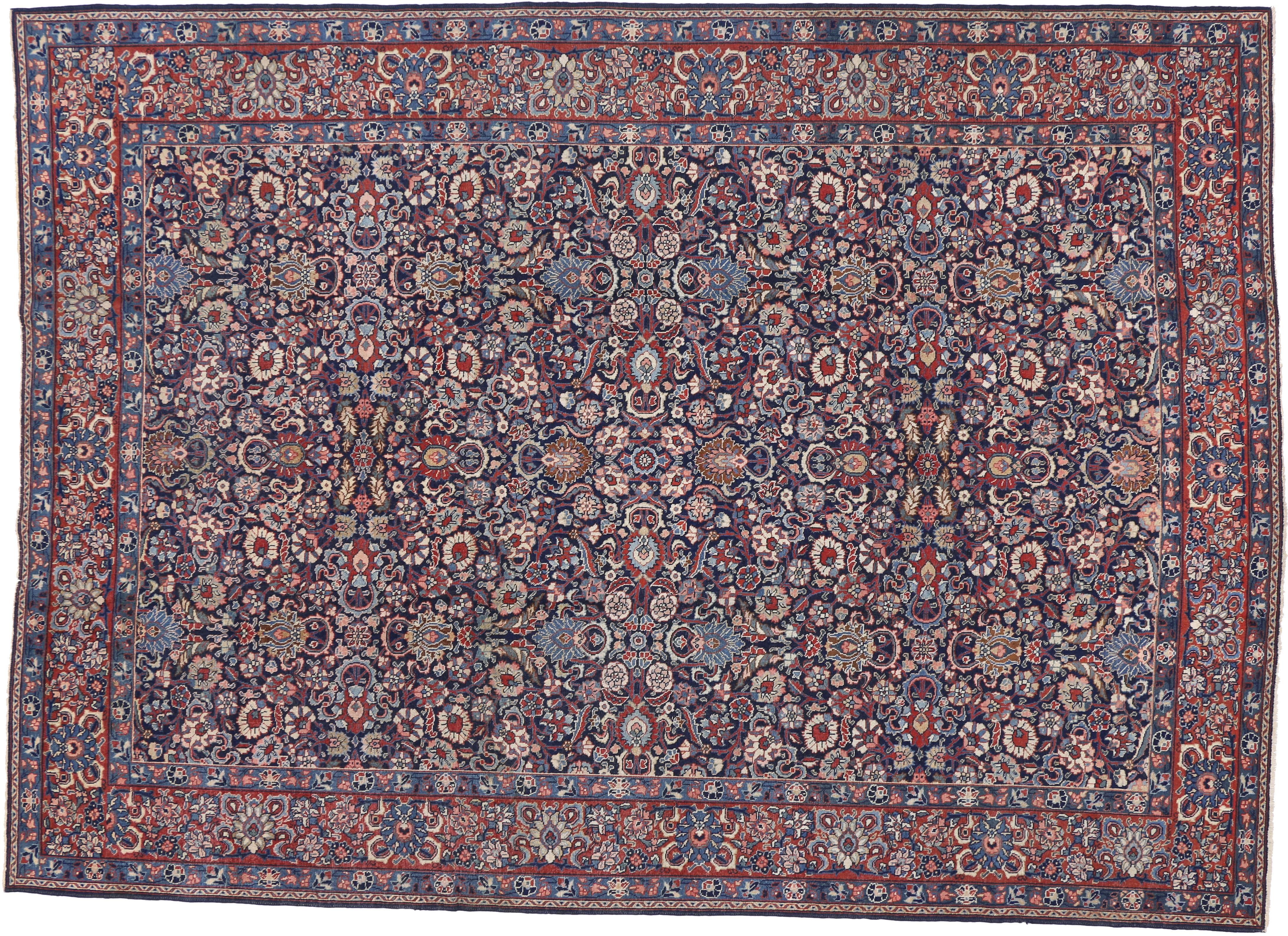 Wool Antique Persian Tabriz Area Rug with Luxe Baroque Style For Sale
