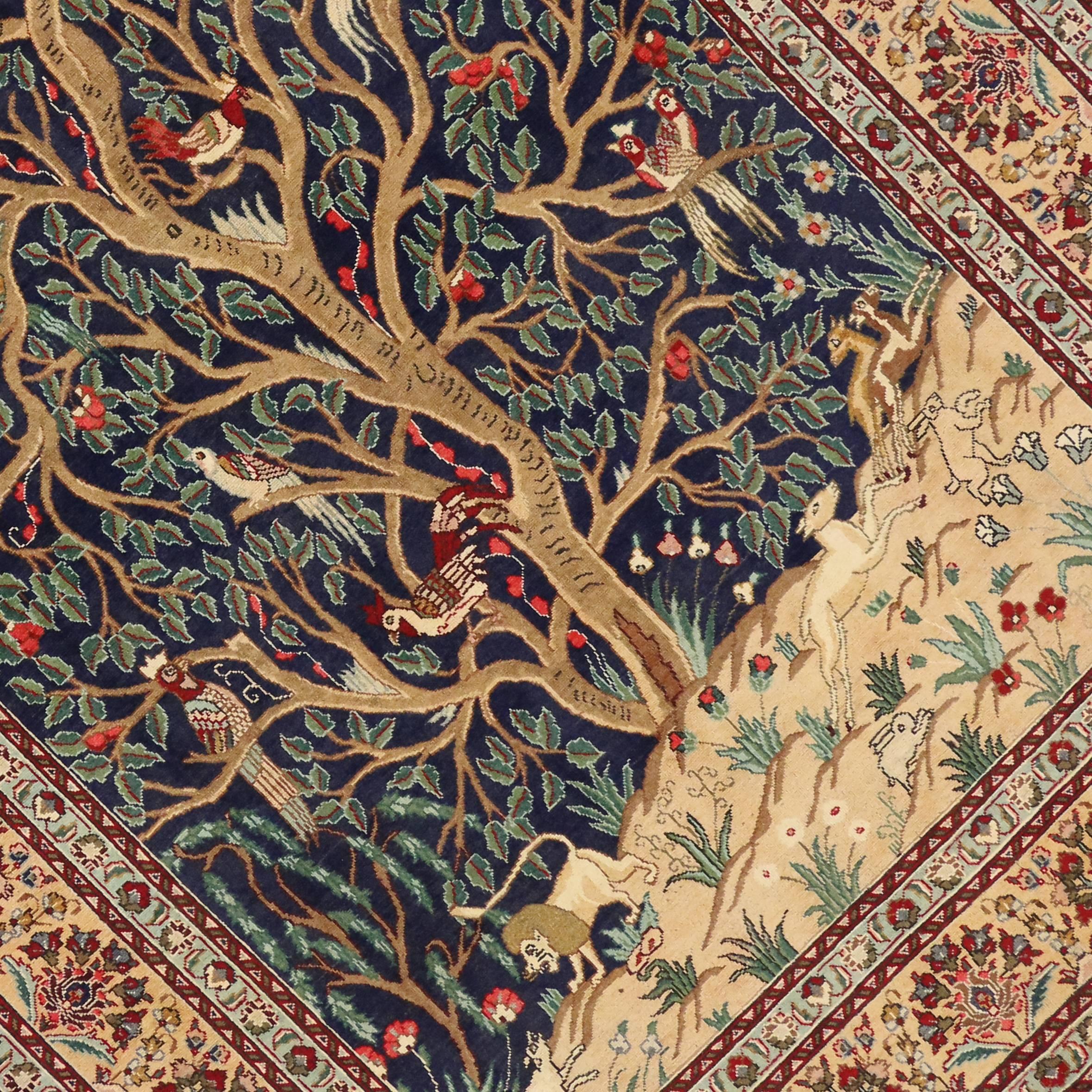 20th Century Vintage Persian Tabriz Rug with Garden of Paradise Design