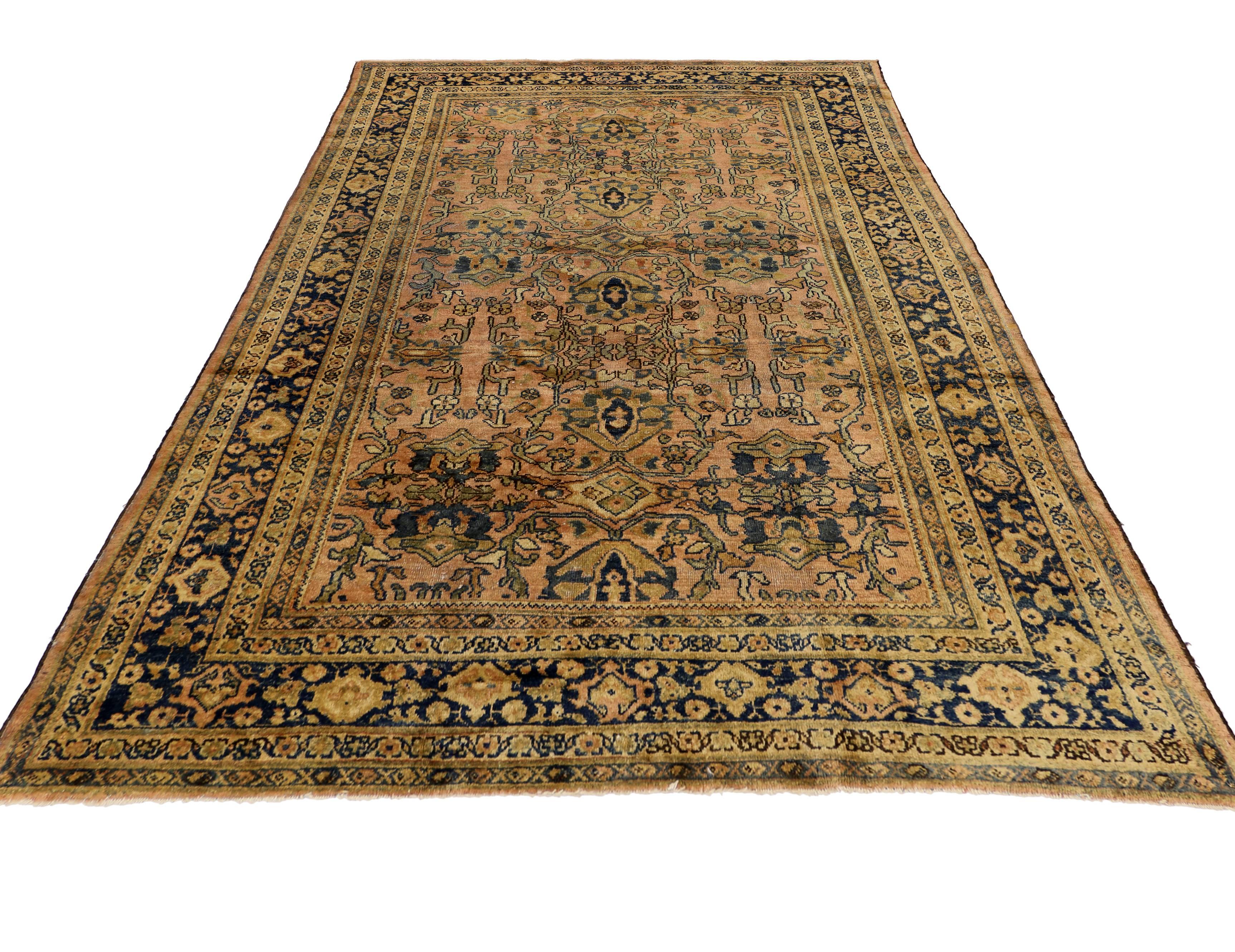 Mid-Century Modern Vintage Mahal Persian Rug with Modern Traditional Style For Sale