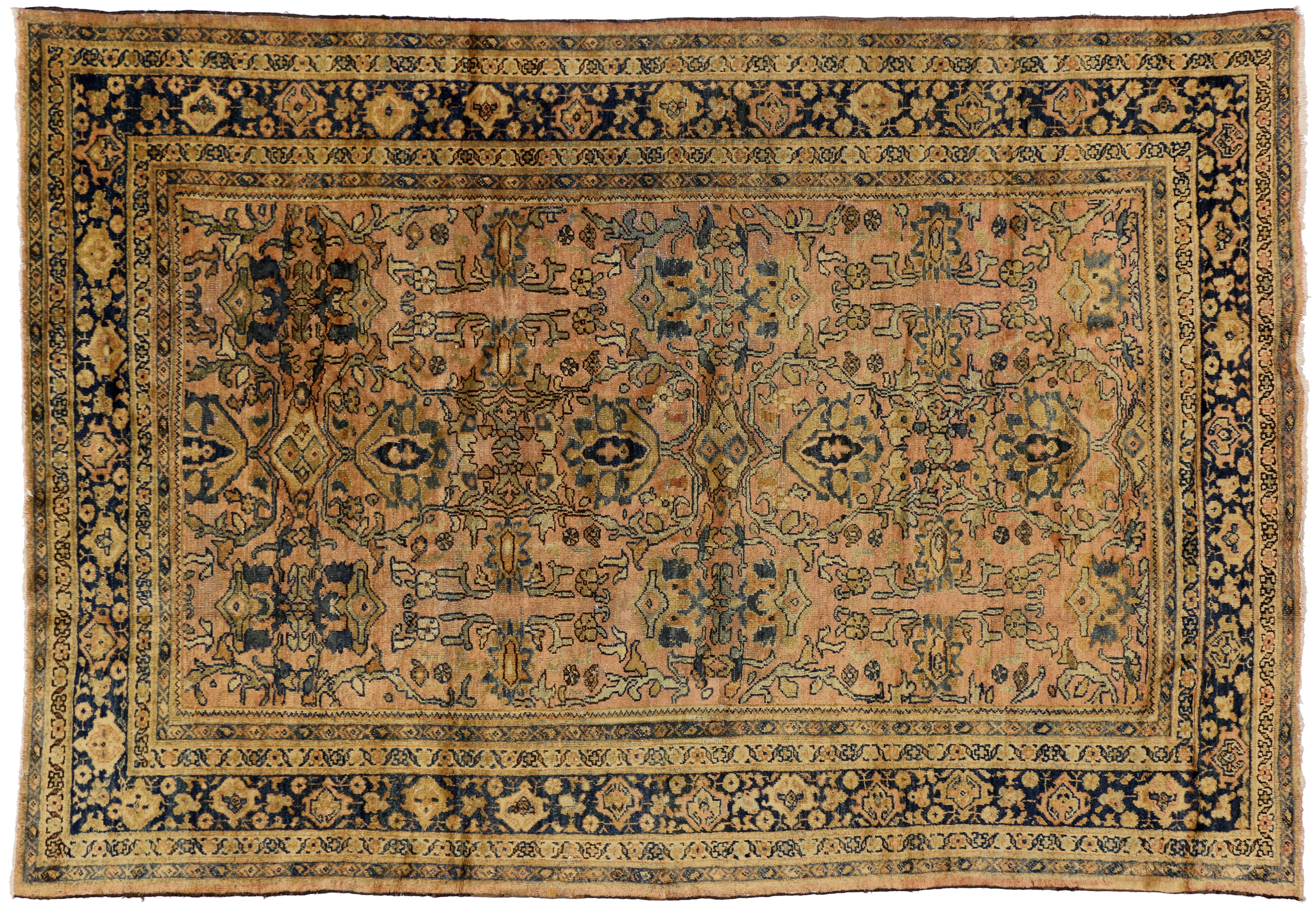 Vintage Mahal Persian Rug with Modern Traditional Style For Sale 1