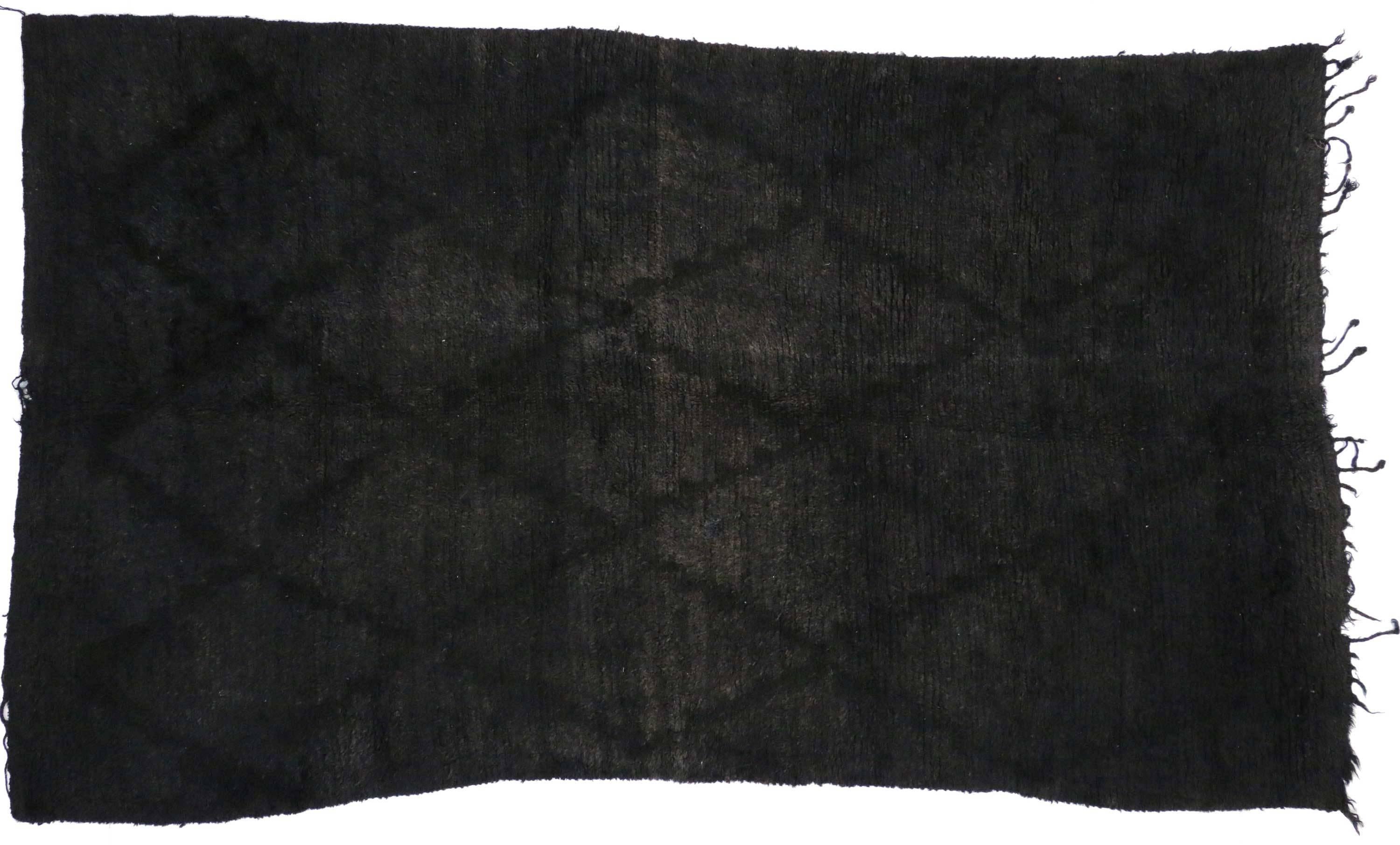 Charcoal Vintage Berber Moroccan Rug with Modern Style In Excellent Condition In Dallas, TX