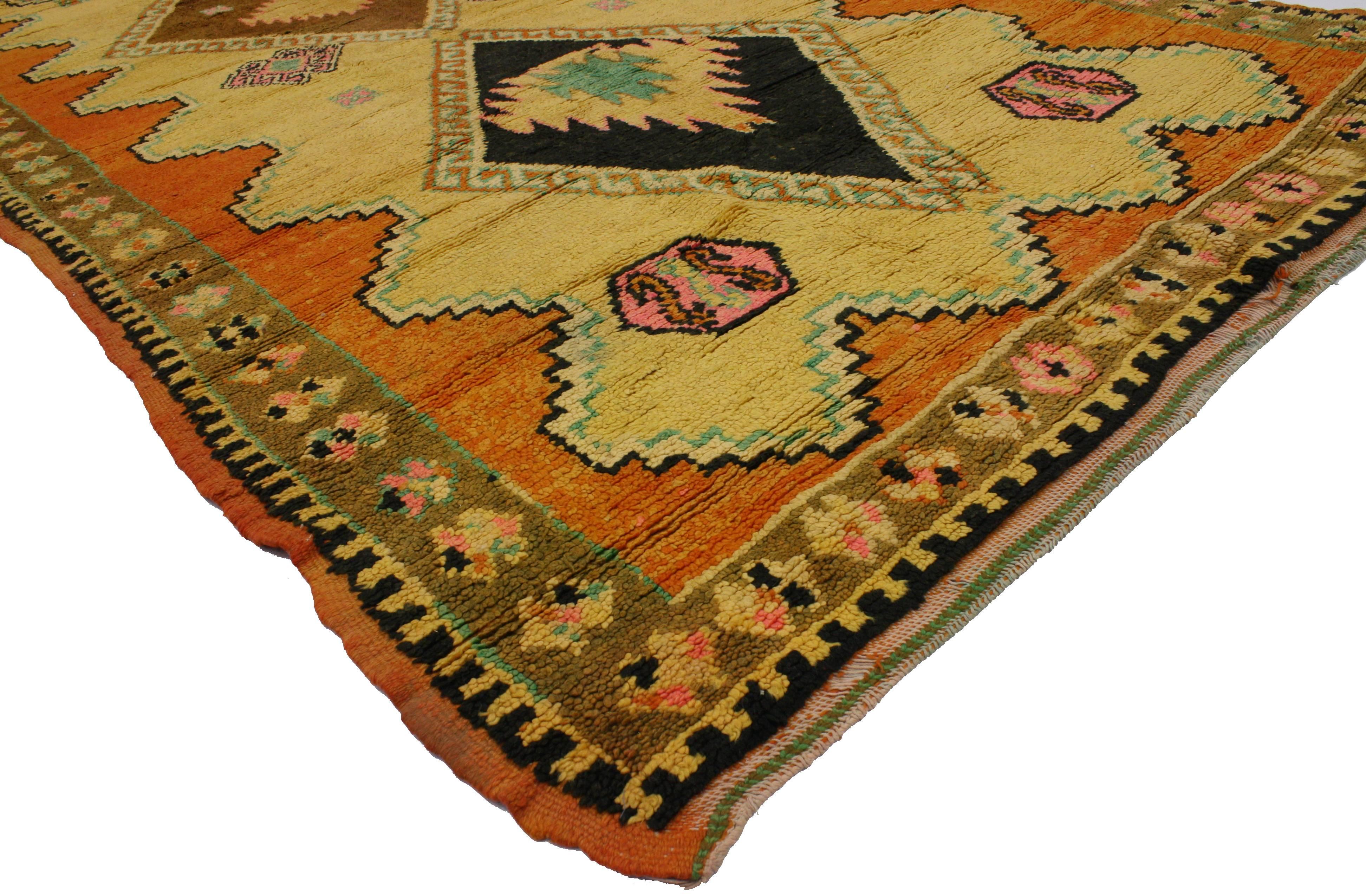 Hand-Knotted Vintage Berber Moroccan Rug with Boho Chic Modern Tribal Style