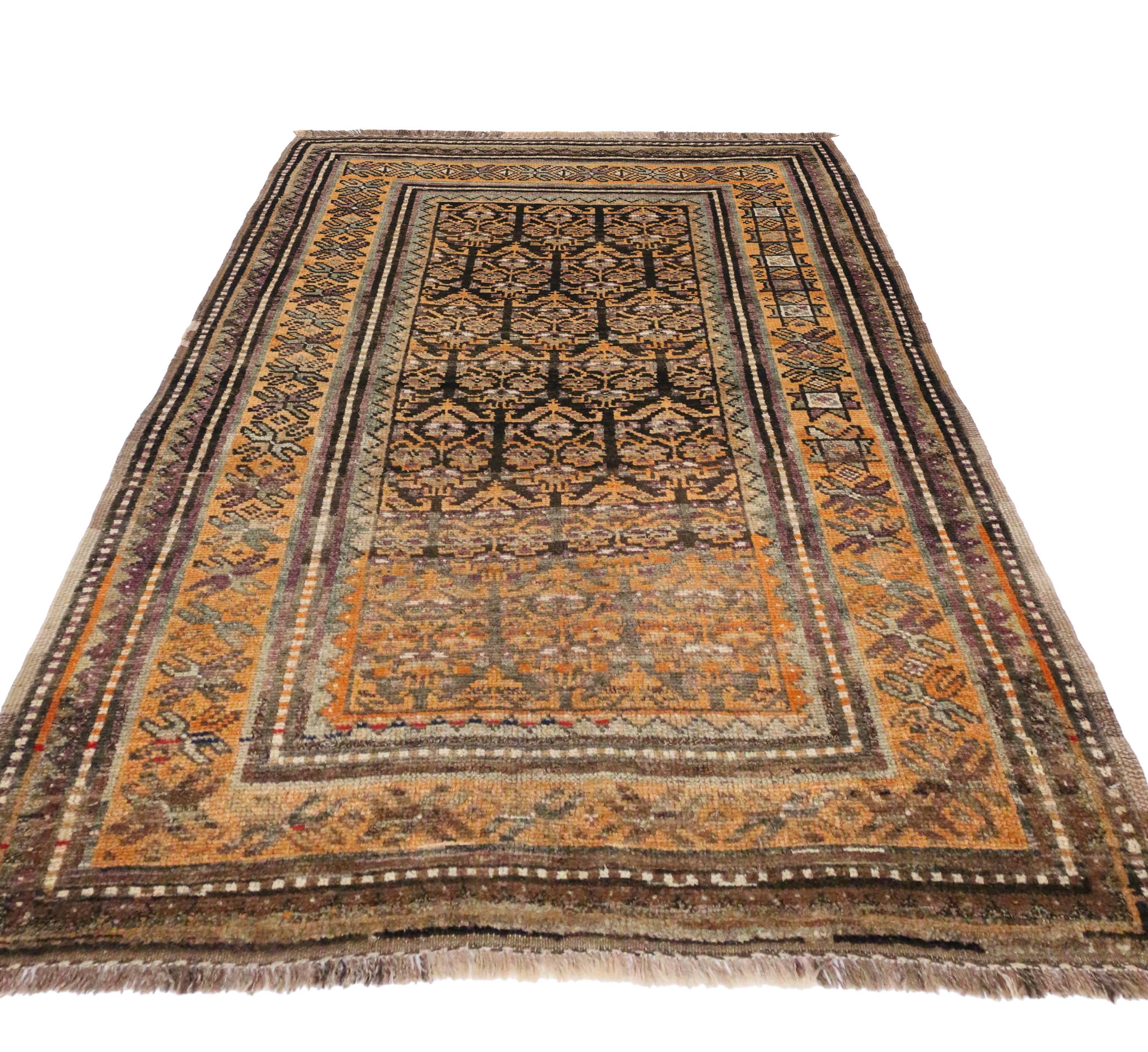 Vintage Shiraz Persian Tribal Rug with Mid-Century Modern Style For Sale 3