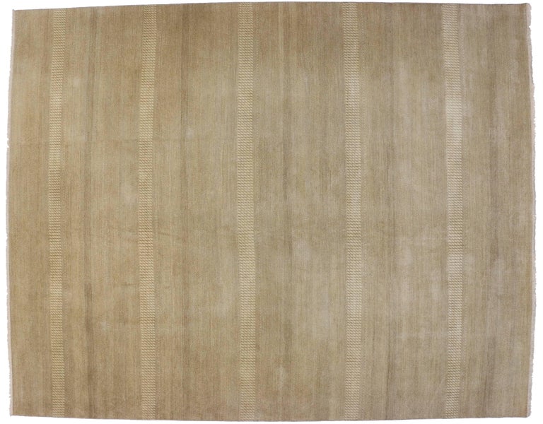 New Modern Transitional Neutral Tan Area Rug with Minimalist ...